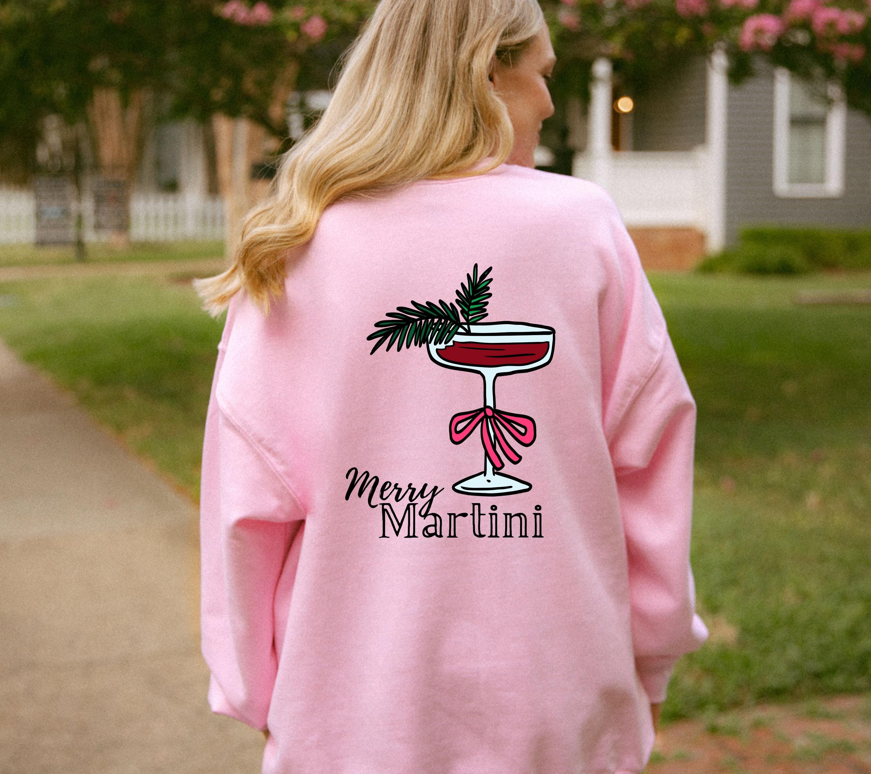Weihnachtspullover Merry Martini | Backprint Xmas Sweater | Pullover Weihnachten | Geschenk Weihnachten Damen | Geschenkidee Mama Freundin