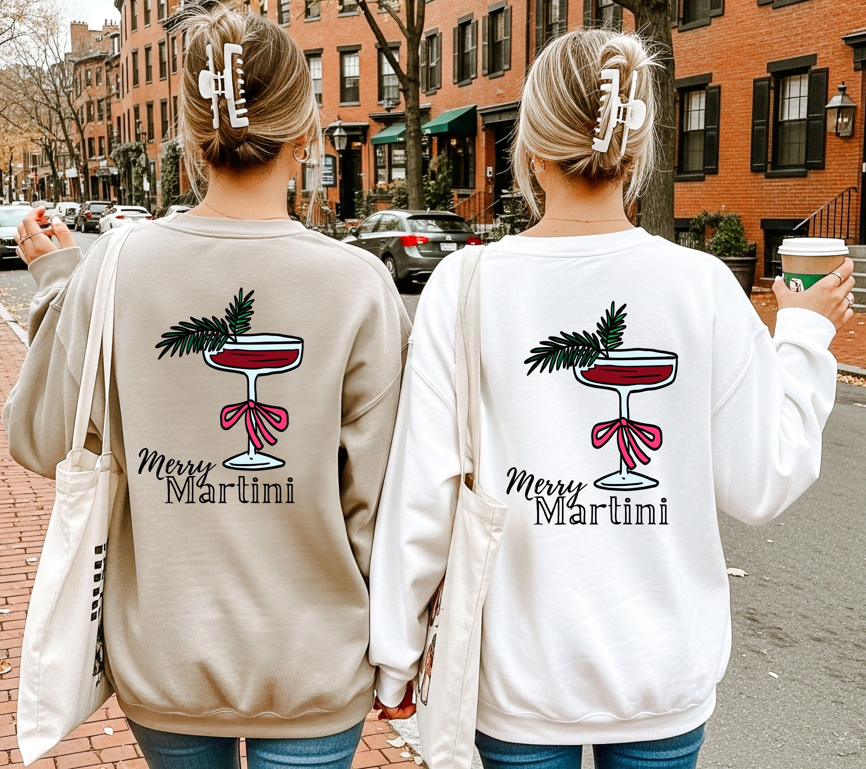 Weihnachtspullover Merry Martini | Backprint Xmas Sweater | Pullover Weihnachten | Geschenk Weihnachten Damen | Geschenkidee Mama Freundin