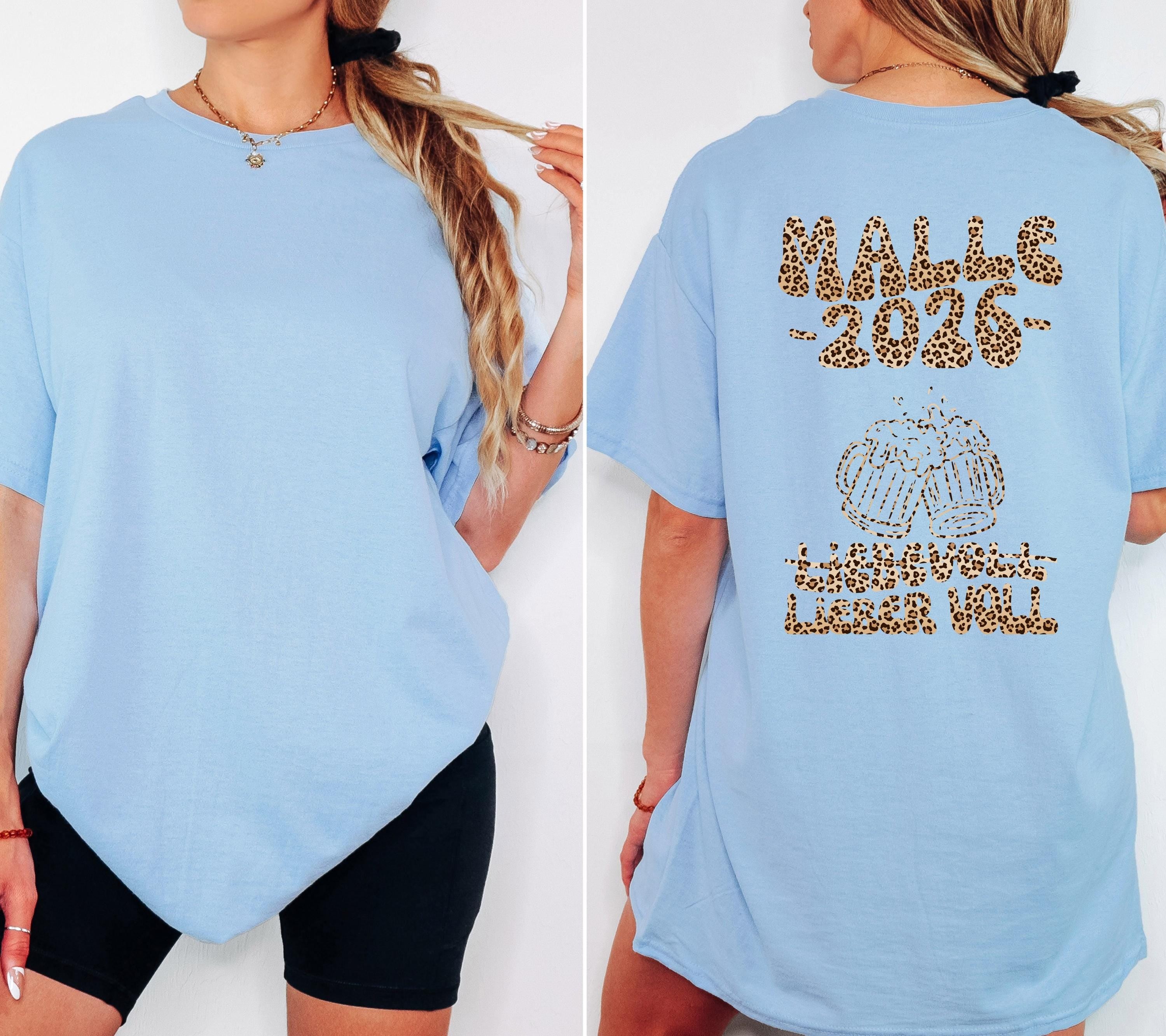 Malle Shirt, liebevoll lieber voll, Backprint, Malle 2026, Leo Muster, Leopard, Mallorca T Shirt, personalisiert, Bier Shirt, Gruppenshirt