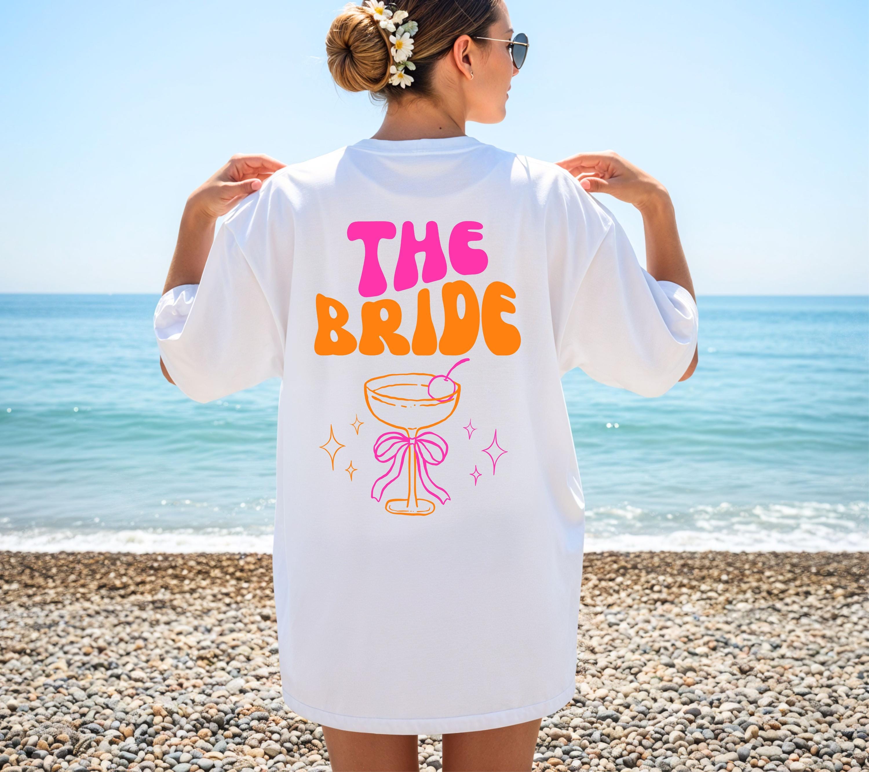 JGA T Shirt, Junggesellinnenabschied Shirts, JGA pink orange, Backprint, Team, Braut Shirt mit Name, JGA Frauen, Gruppen T Shirt, Hochzeit