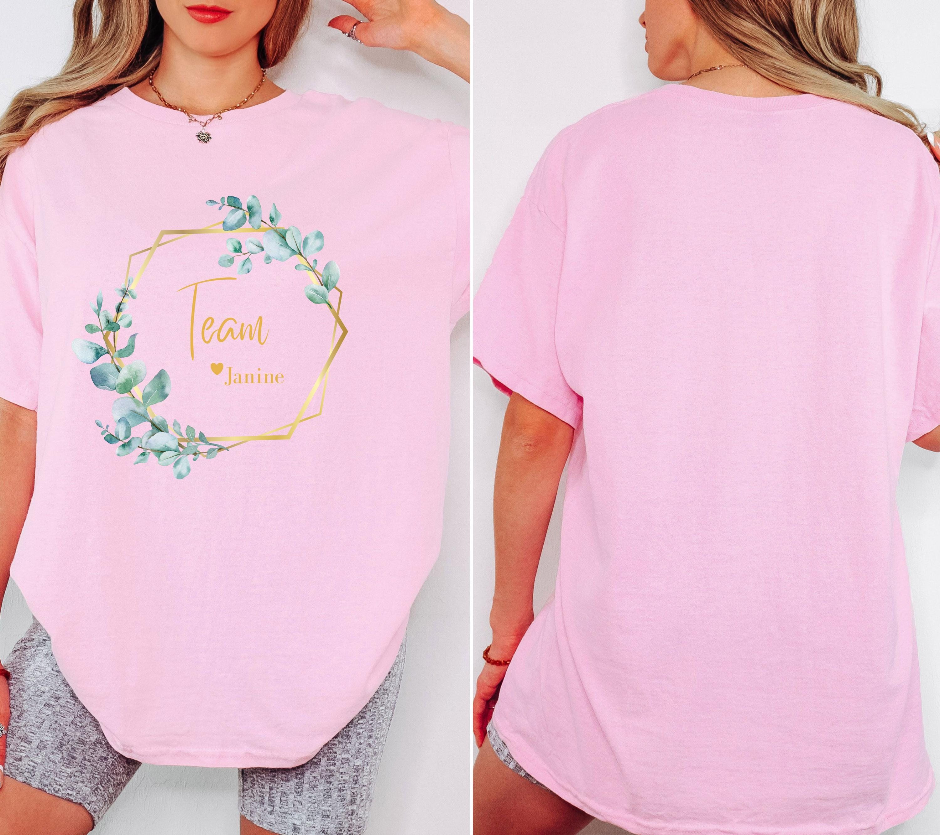 JGA Shirt, Junggesellenabschied Frau, JGA Eukalyptus gold, Team Shirts, Braut Shirt vorne, Bride, JGA Frauen, Hochzeit, Accessoires, Boho