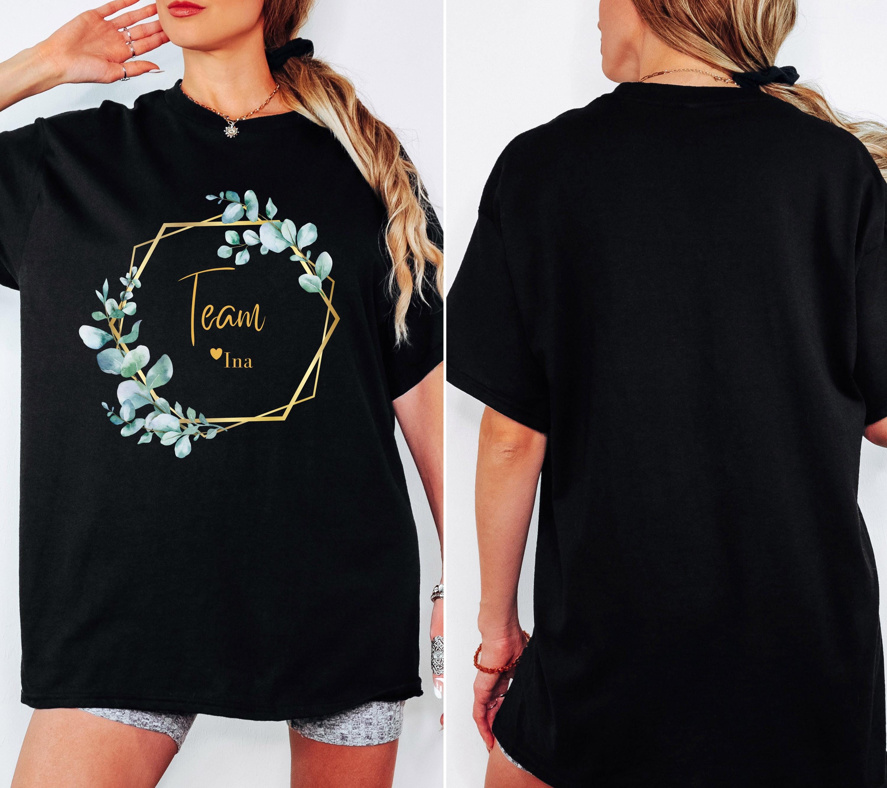 JGA Shirt, Junggesellenabschied Frau, JGA Eukalyptus gold, Team Shirts, Braut Shirt vorne, Bride, JGA Frauen, Hochzeit, Accessoires, Boho