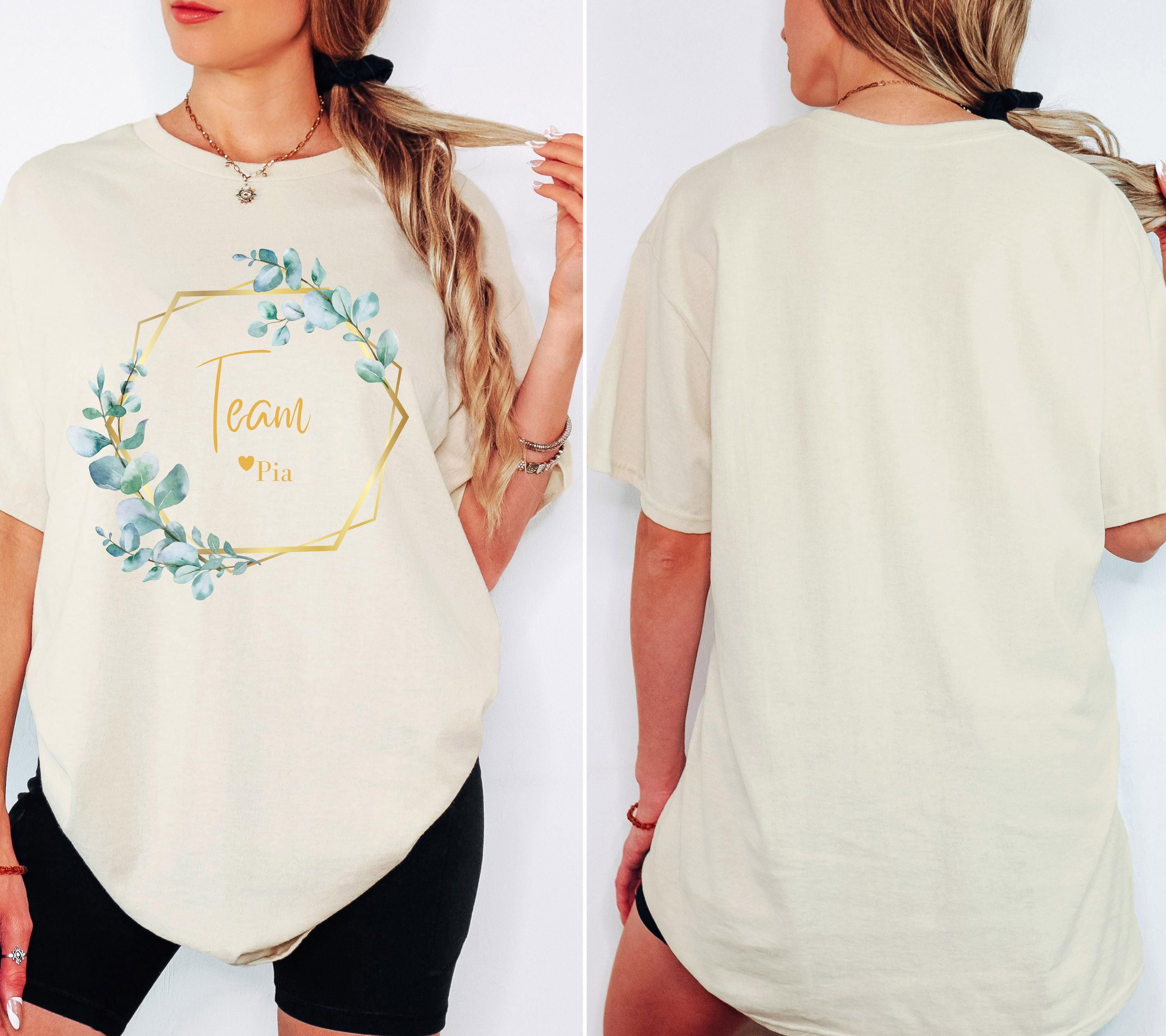 JGA Shirt, Junggesellenabschied Frau, JGA Eukalyptus gold, Team Shirts, Braut Shirt vorne, Bride, JGA Frauen, Hochzeit, Accessoires, Boho