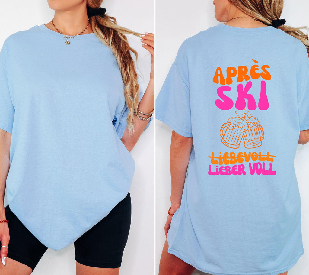 Apres Ski T Shirt, Après Ski Outfit Damen, Lustiges Ski Shirt, liebevoll lieber voll, Gruppenshirt Skiurlaub, Bier Shirt, Apres Ski Print
