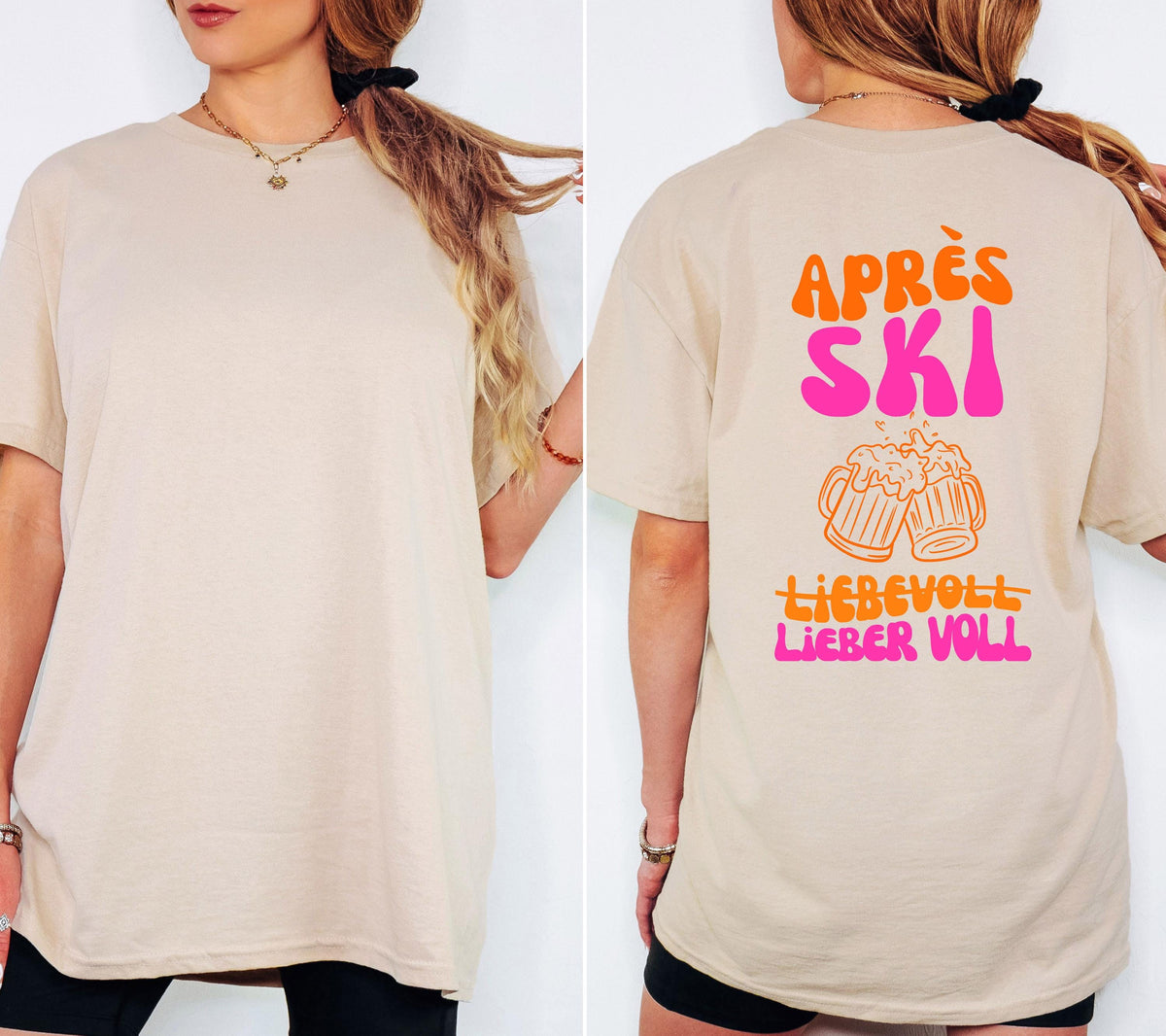 Apres Ski T Shirt, Après Ski Outfit Damen, Lustiges Ski Shirt, liebevoll lieber voll, Gruppenshirt Skiurlaub, Bier Shirt, Apres Ski Print