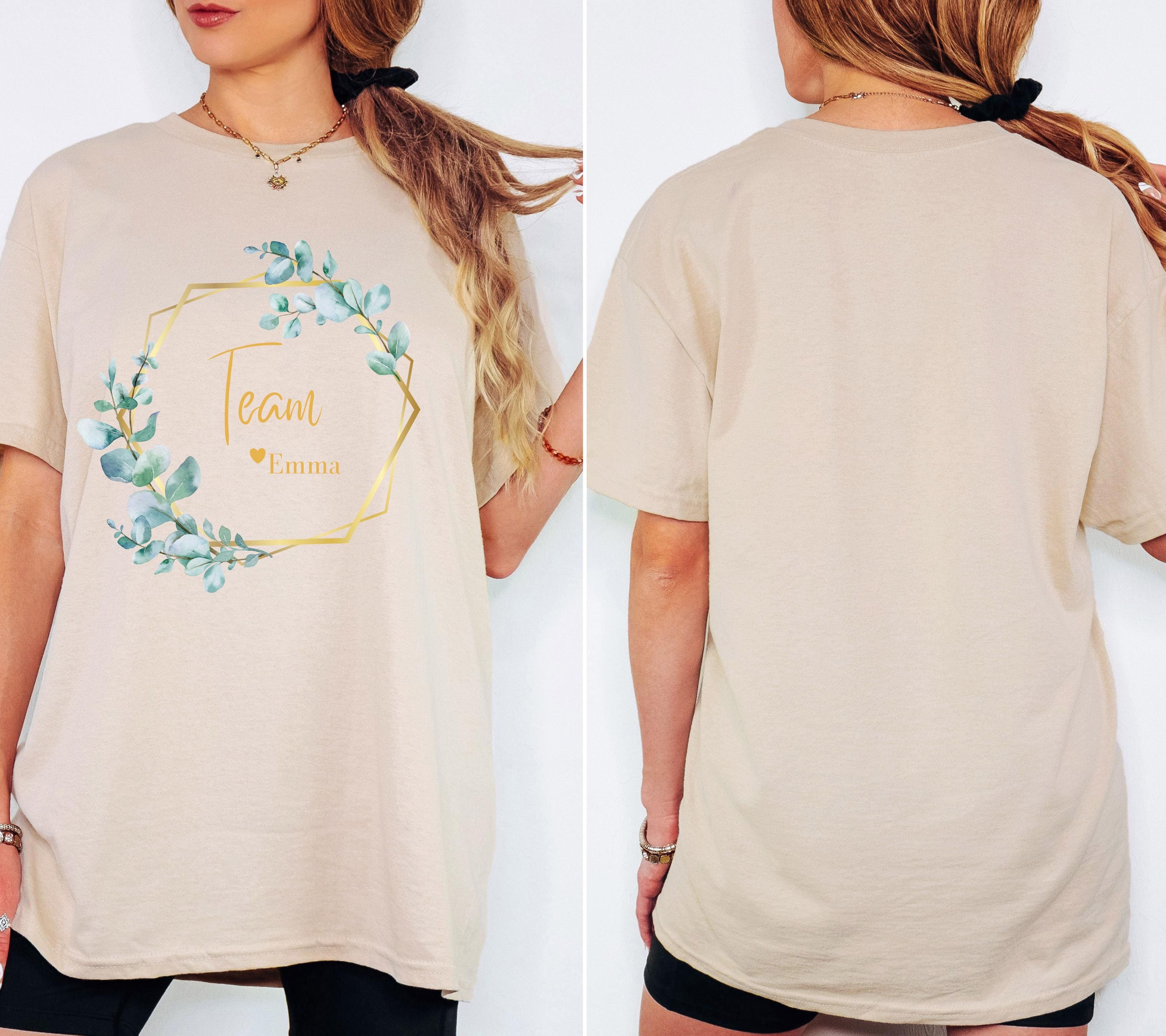 JGA Shirt, Junggesellenabschied Frau, JGA Eukalyptus gold, Team Shirts, Braut Shirt vorne, Bride, JGA Frauen, Hochzeit, Accessoires, Boho