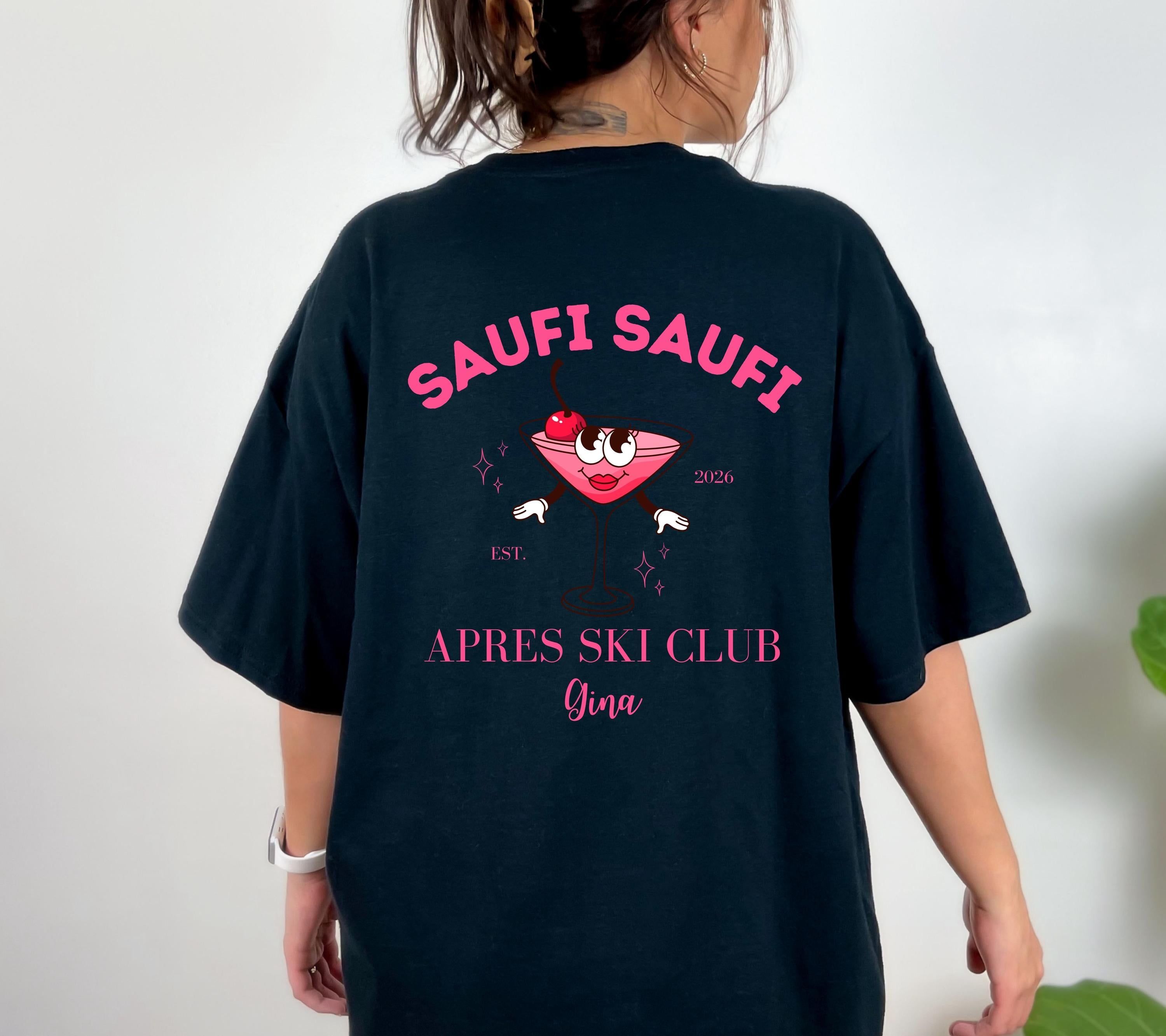 Apres Ski Shirt Unisex personalisiert – Lustiges Ski TShirt Winterurlaub Skihütte – Après Ski Print Outfit Snowboard Party Bier Gruppenshirt