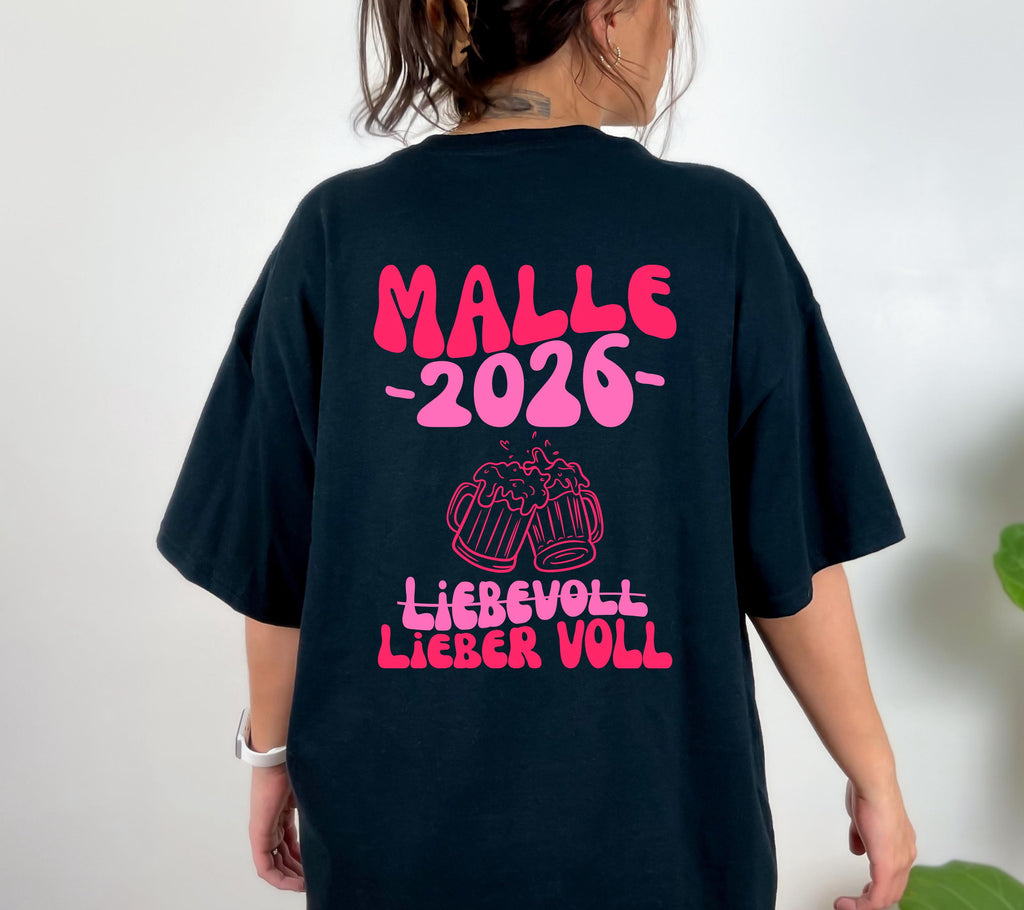 Malle Shirt, Backprint, Malle 2026, Malle Shirts, Malle T Shirt, personalisiert, Mallorca Shirts, Bier Shirt, Sauf T Shirt, Gruppenshirt