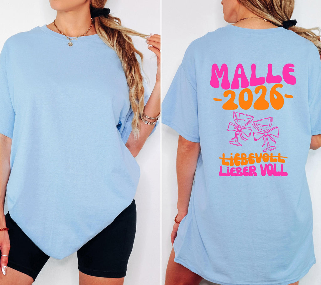 Malle Shirt, Backprint, Malle 2026, Malle Shirts, Malle T Shirt, personalisiert, Mallorca Shirts, Sekt Shirt, Sauf T Shirt, Gruppenshirt