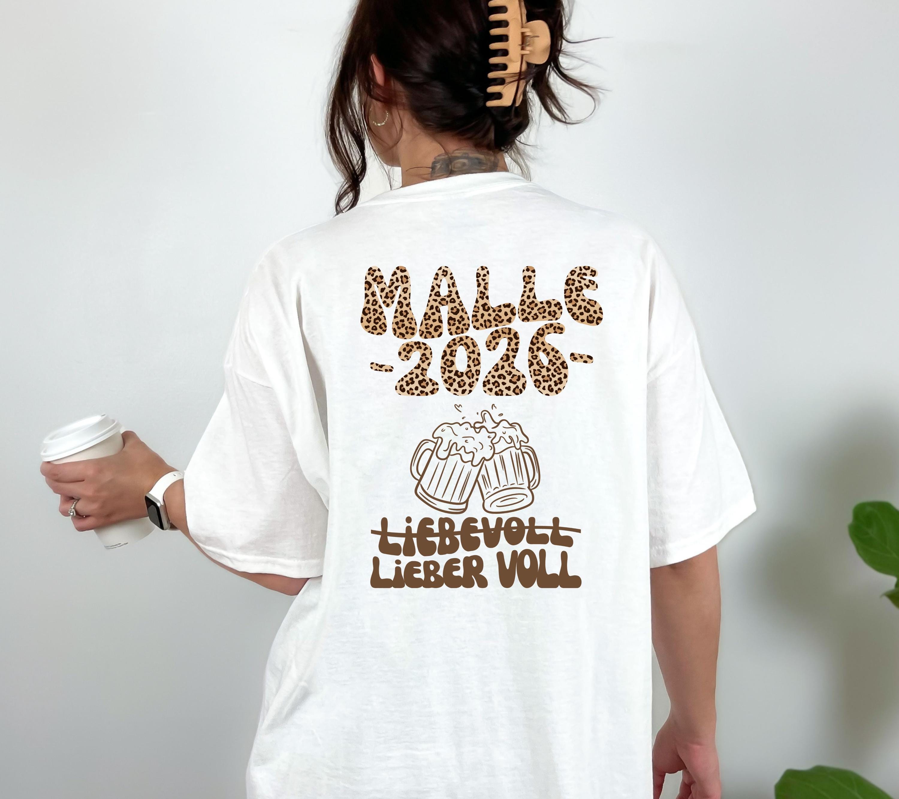 Malle Shirt, liebevoll lieber voll, Backprint, Malle 2026, Leo Muster, Leopard, Mallorca T Shirt, personalisiert, Bier Shirt, Gruppenshirt