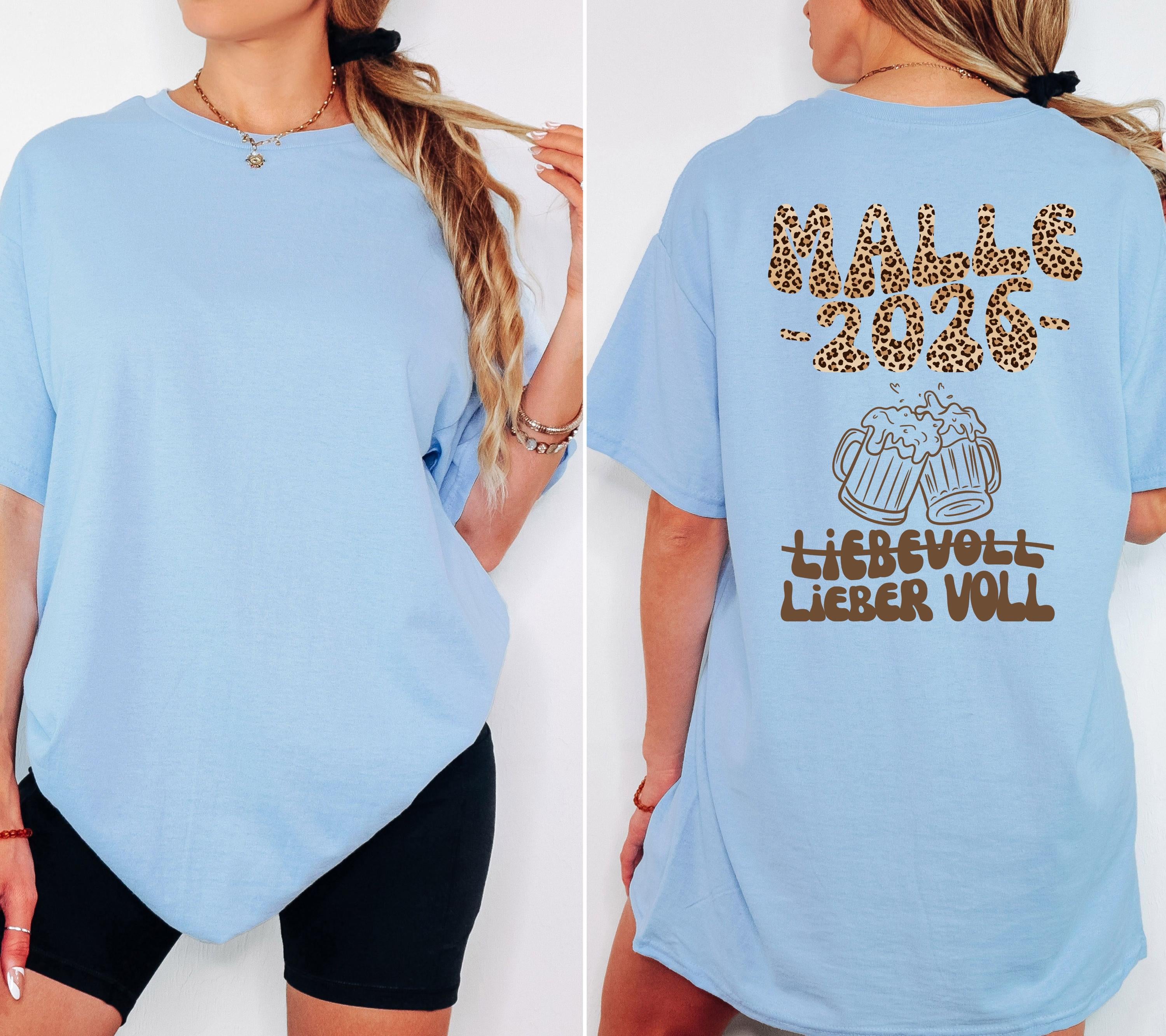 Malle Shirt, liebevoll lieber voll, Backprint, Malle 2026, Leo Muster, Leopard, Mallorca T Shirt, personalisiert, Bier Shirt, Gruppenshirt