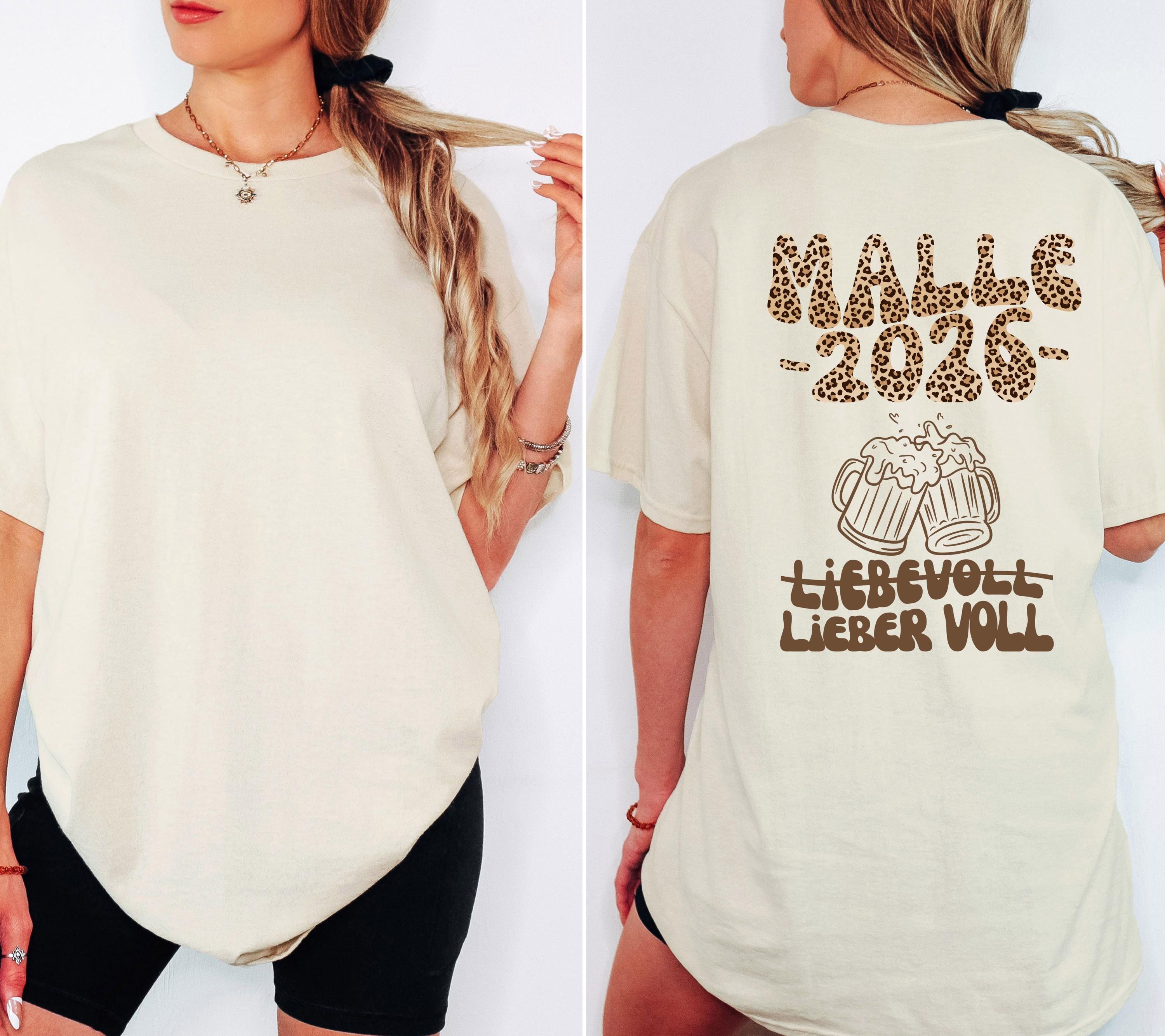 Malle Shirt, liebevoll lieber voll, Backprint, Malle 2026, Leo Muster, Leopard, Mallorca T Shirt, personalisiert, Bier Shirt, Gruppenshirt