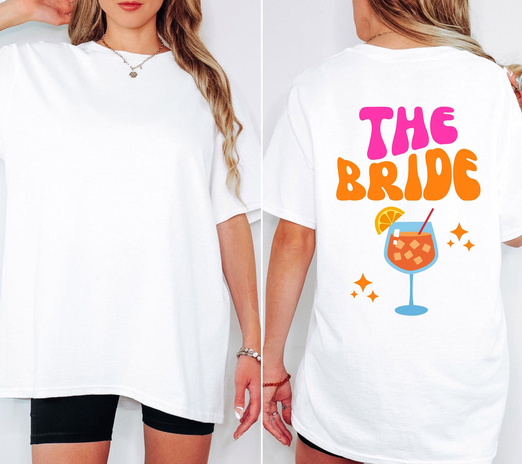 JGA T Shirt, Junggesellinnenabschied Shirts, JGA pink orange, Backprint, Team, Braut Shirt mit Name, JGA Frauen, Gruppen T Shirt, Hochzeit