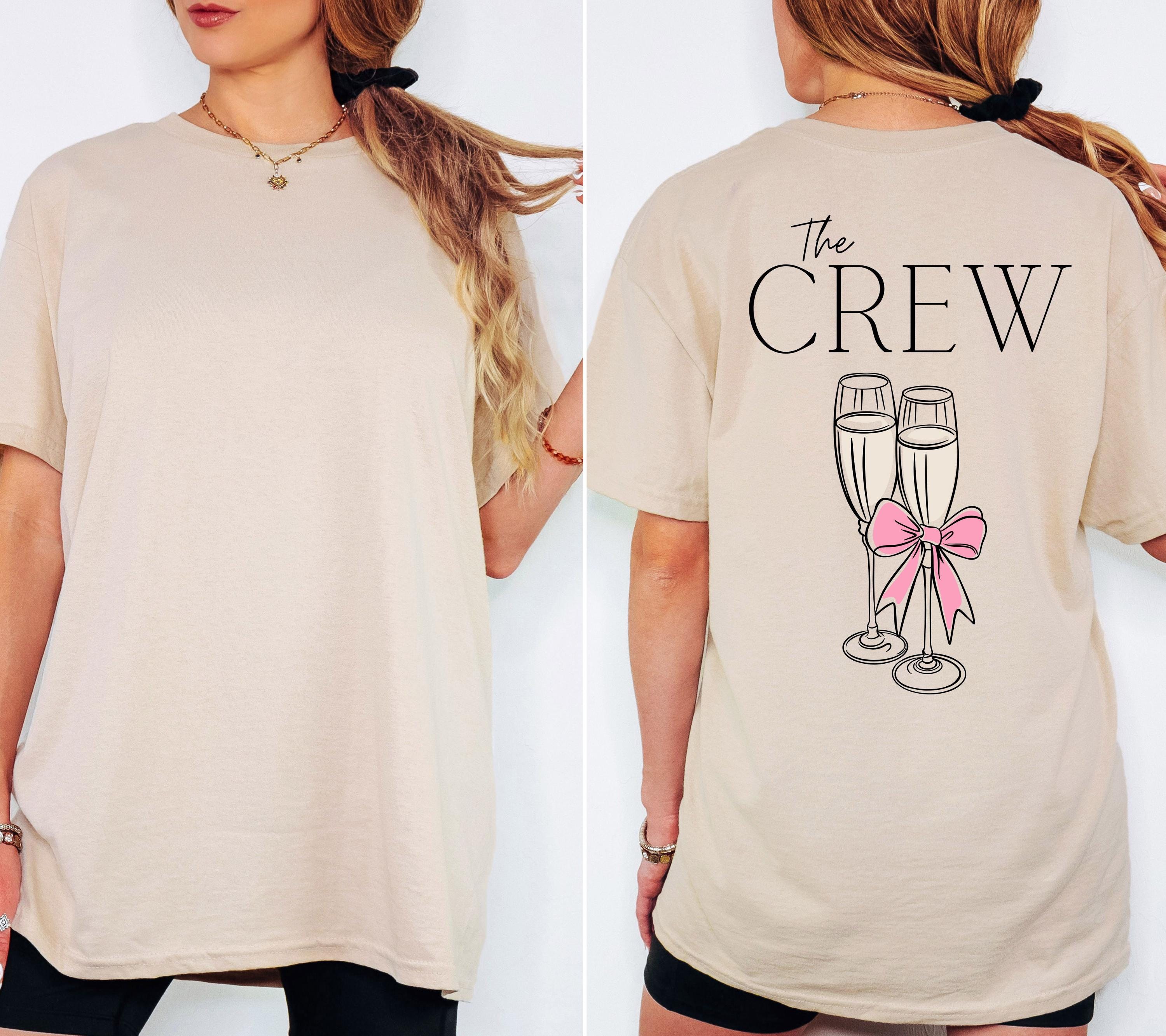 JGA Shirt, Sekt, Junggesellenabschied Shirts, Backprint, Team Bride, Braut Shirt , JGA Frauen, Gruppenshirt, Hochzeit, rosa Schleife Damen