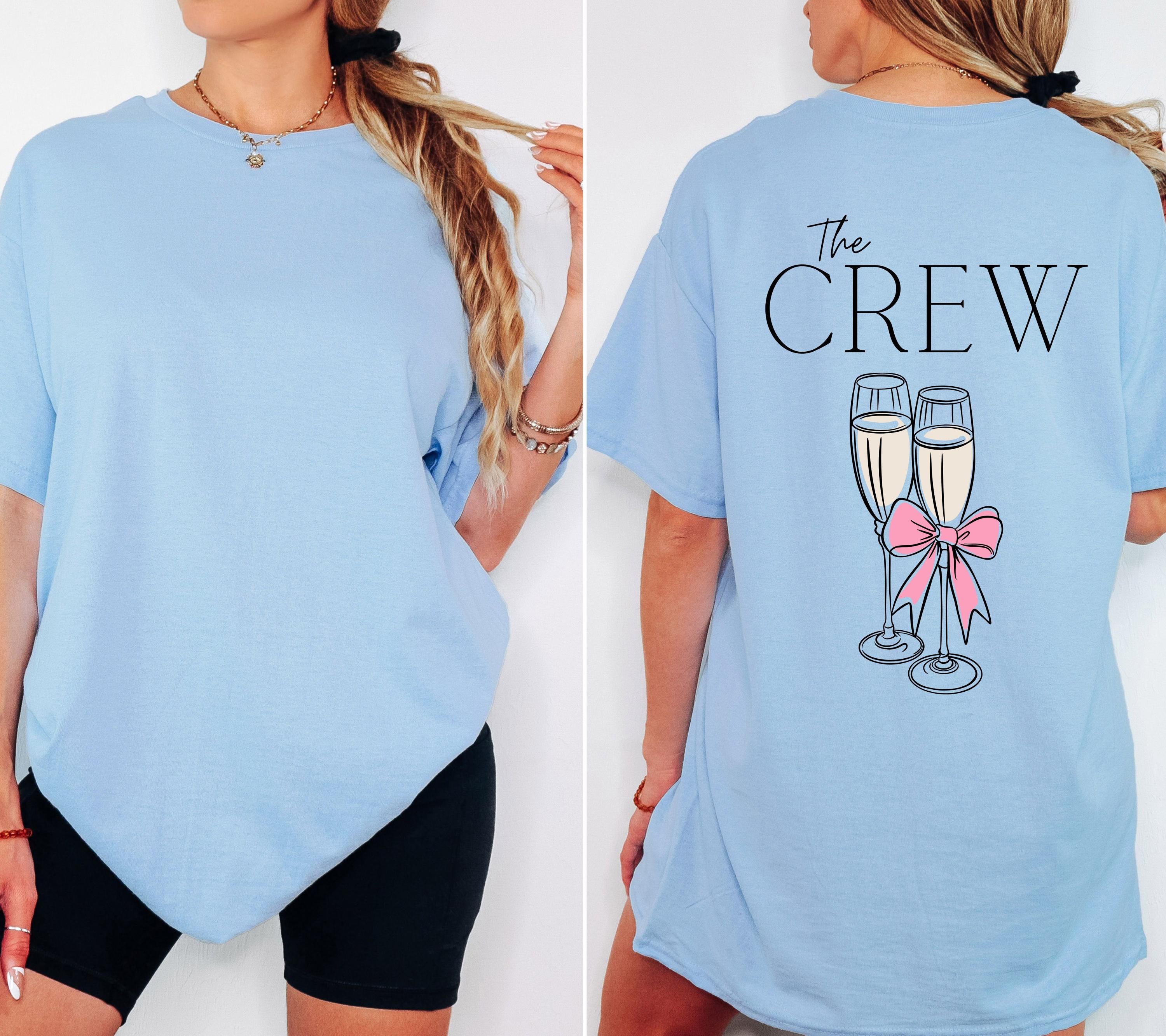 JGA Shirt, Sekt, Junggesellenabschied Shirts, Backprint, Team Bride, Braut Shirt , JGA Frauen, Gruppenshirt, Hochzeit, rosa Schleife Damen