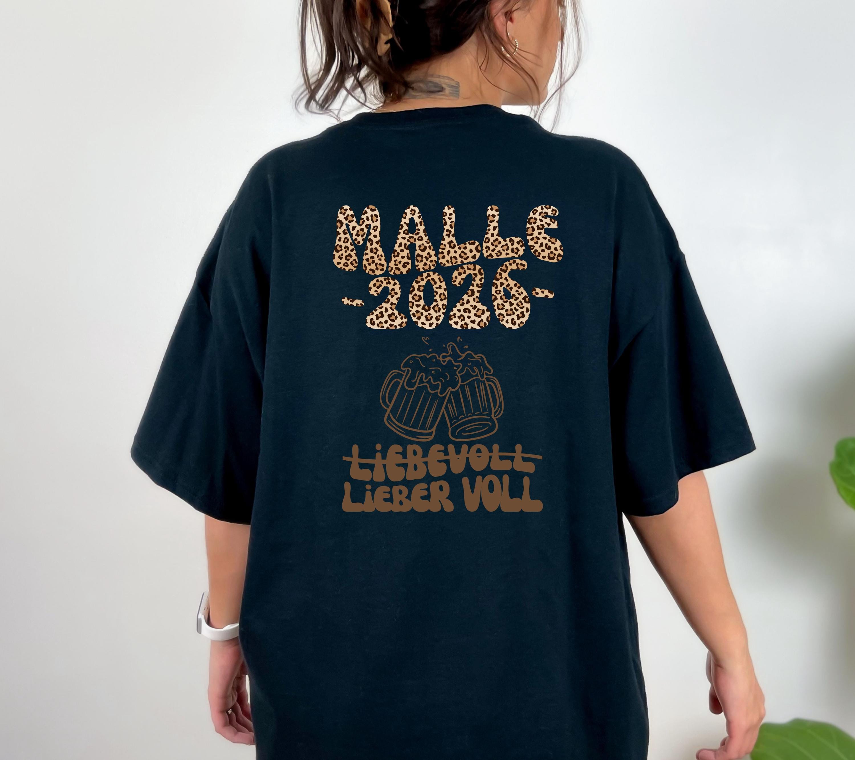 Malle Shirt, liebevoll lieber voll, Backprint, Malle 2026, Leo Muster, Leopard, Mallorca T Shirt, personalisiert, Bier Shirt, Gruppenshirt