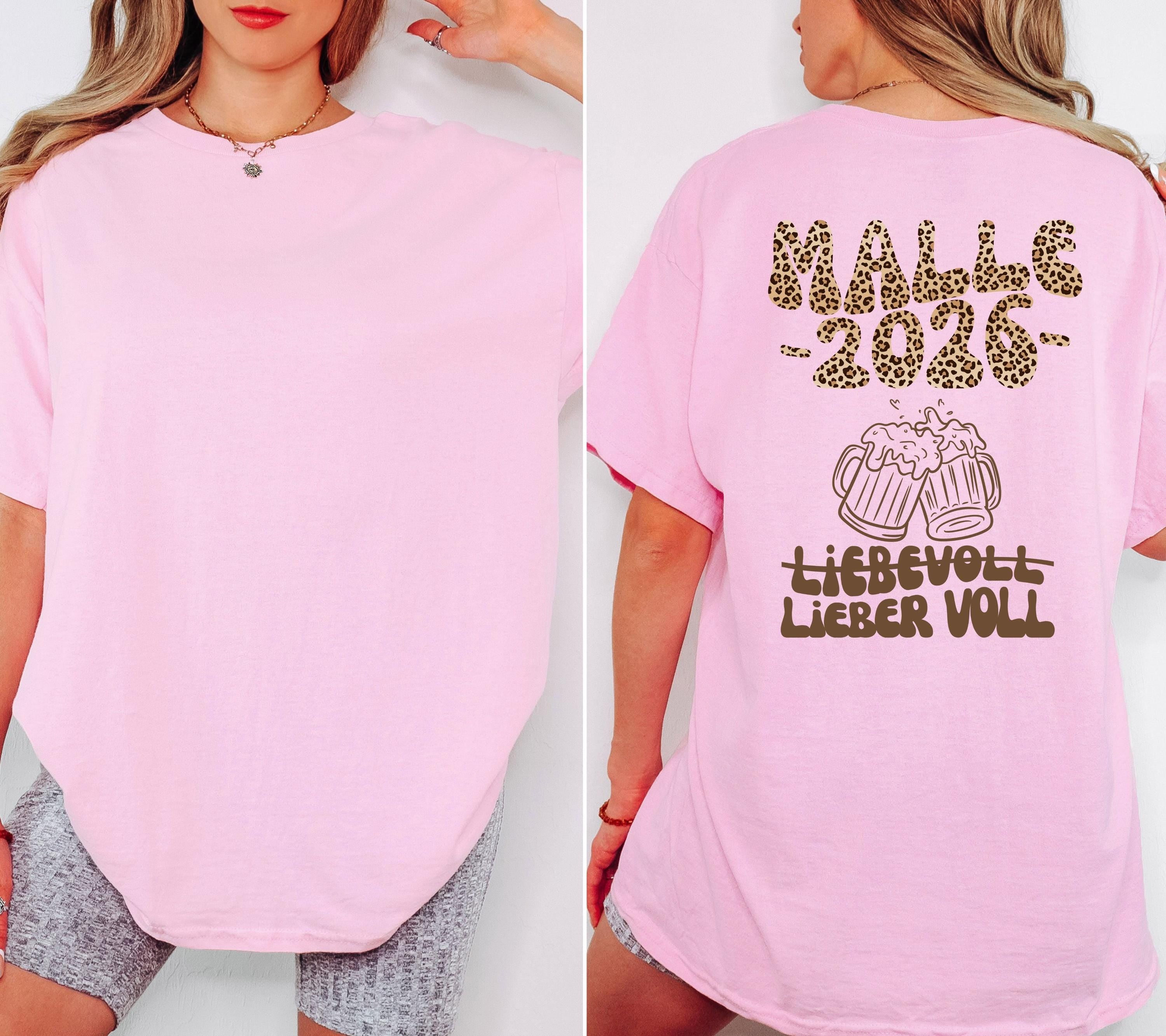 Malle Shirt, liebevoll lieber voll, Backprint, Malle 2026, Leo Muster, Leopard, Mallorca T Shirt, personalisiert, Bier Shirt, Gruppenshirt
