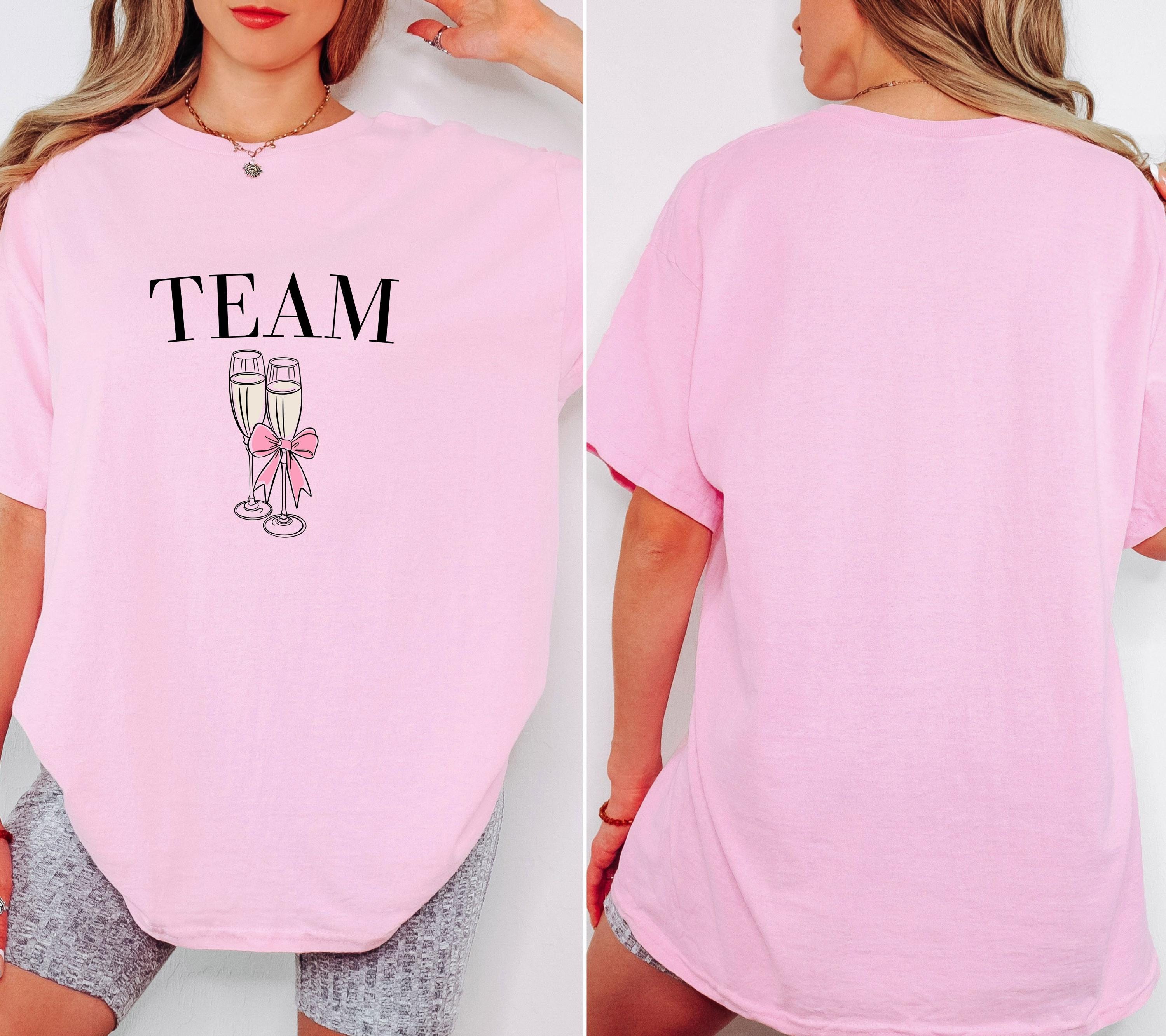 JGA Shirt vorne, Braut Shirt vorne, Junggesellenabschied Frauen, Sekt, Prosecco, Schleife, Team Shirts, Bride, JGA Frau, Hochzeit, Crew