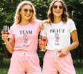Braut Shirt vorne, JGA Shirts, Junggesellenabschied Frauen, Sekt, Prosecco, Schleife, Team Shirts, Bride, JGA Frau, Hochzeit, Crew, Mädels