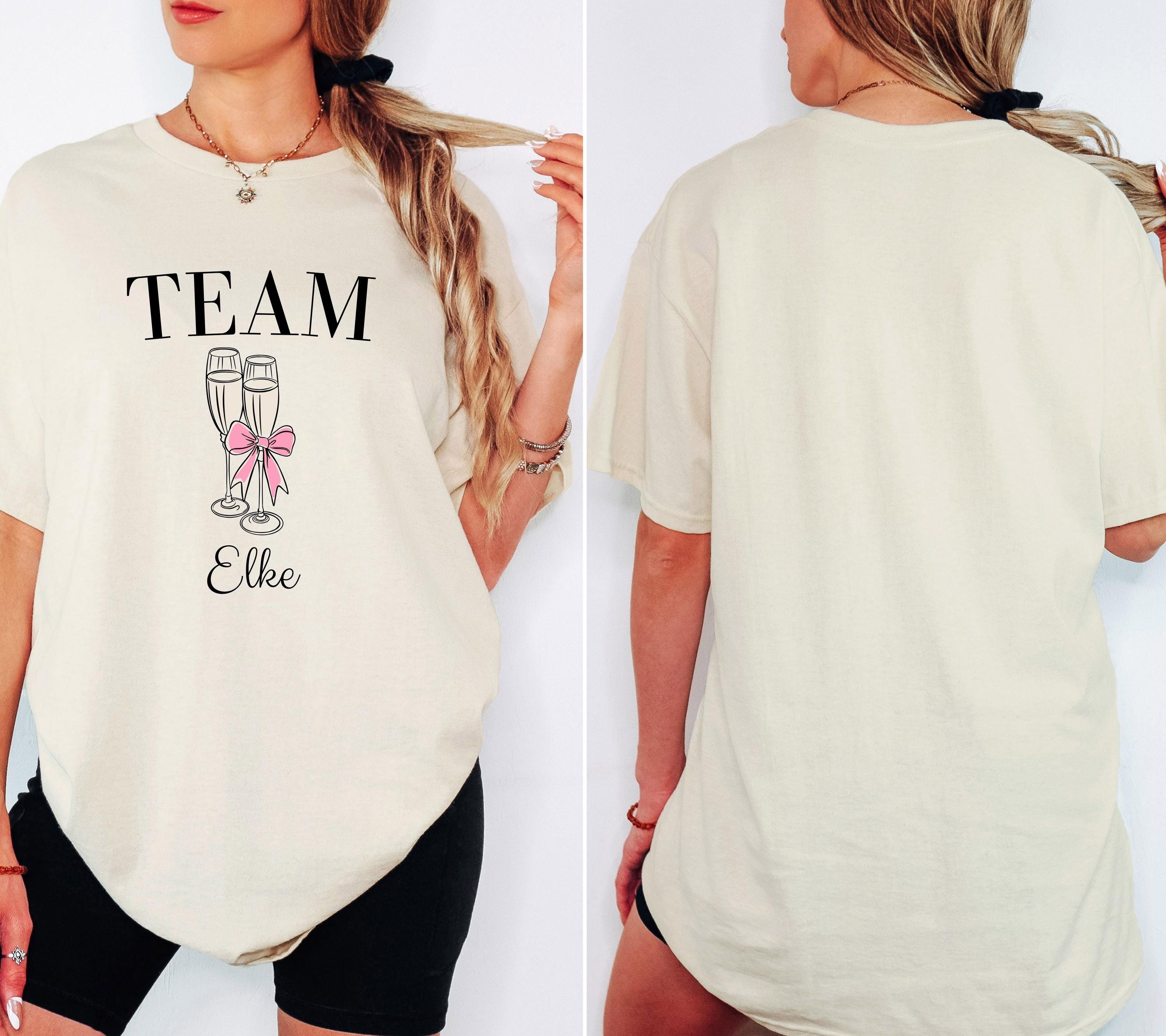 Braut Shirt vorne, JGA Shirts, Junggesellenabschied Frauen, Sekt, Prosecco, Schleife, Team Shirts, Bride, JGA Frau, Hochzeit, Crew, Mädels