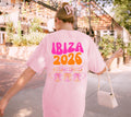 Ibiza Shirt, Backprint, Ibiza 2026, Ibiza T Shirts, Mädelstrip Shirts, pink orange, Gruppenshirt Mädels, Frauen, Cocktail, Sekt, Urlaub