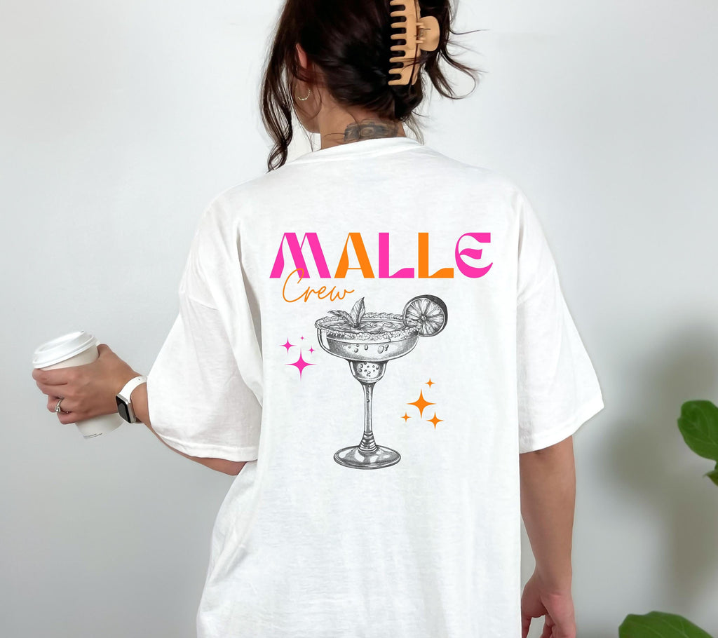 Mallorca T Shirts, Malle Shirt pink orange, Backprint, Malle 2026, Malle T Shirt, personalisiert, Bier Shirt, Sauf T Shirt, Gruppenshirt