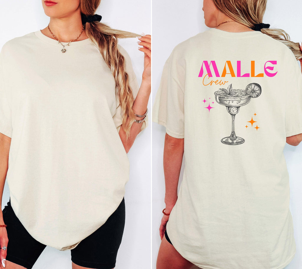 Mallorca T Shirts, Malle Shirt pink orange, Backprint, Malle 2026, Malle T Shirt, personalisiert, Bier Shirt, Sauf T Shirt, Gruppenshirt