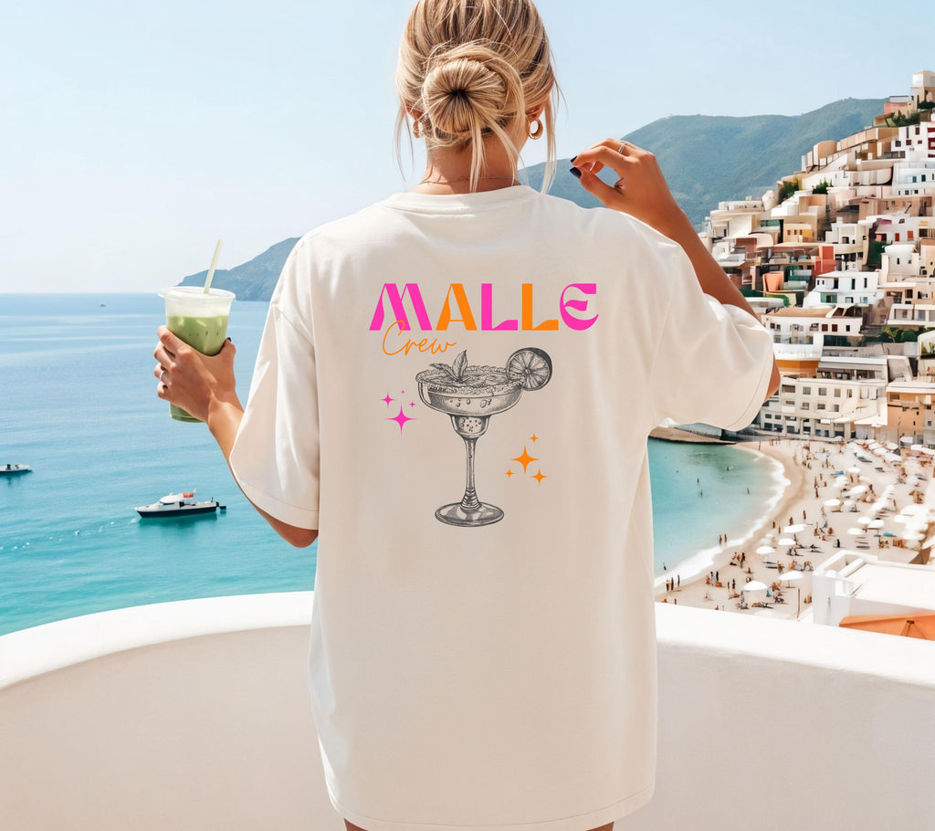 Mallorca T Shirts, Malle Shirt pink orange, Backprint, Malle 2026, Malle T Shirt, personalisiert, Bier Shirt, Sauf T Shirt, Gruppenshirt