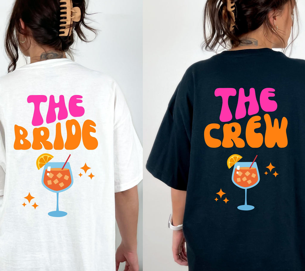 JGA T Shirt, Junggesellinnenabschied Shirts, JGA pink orange, Backprint, Team, Braut Shirt mit Name, JGA Frauen, Gruppen T Shirt, Hochzeit