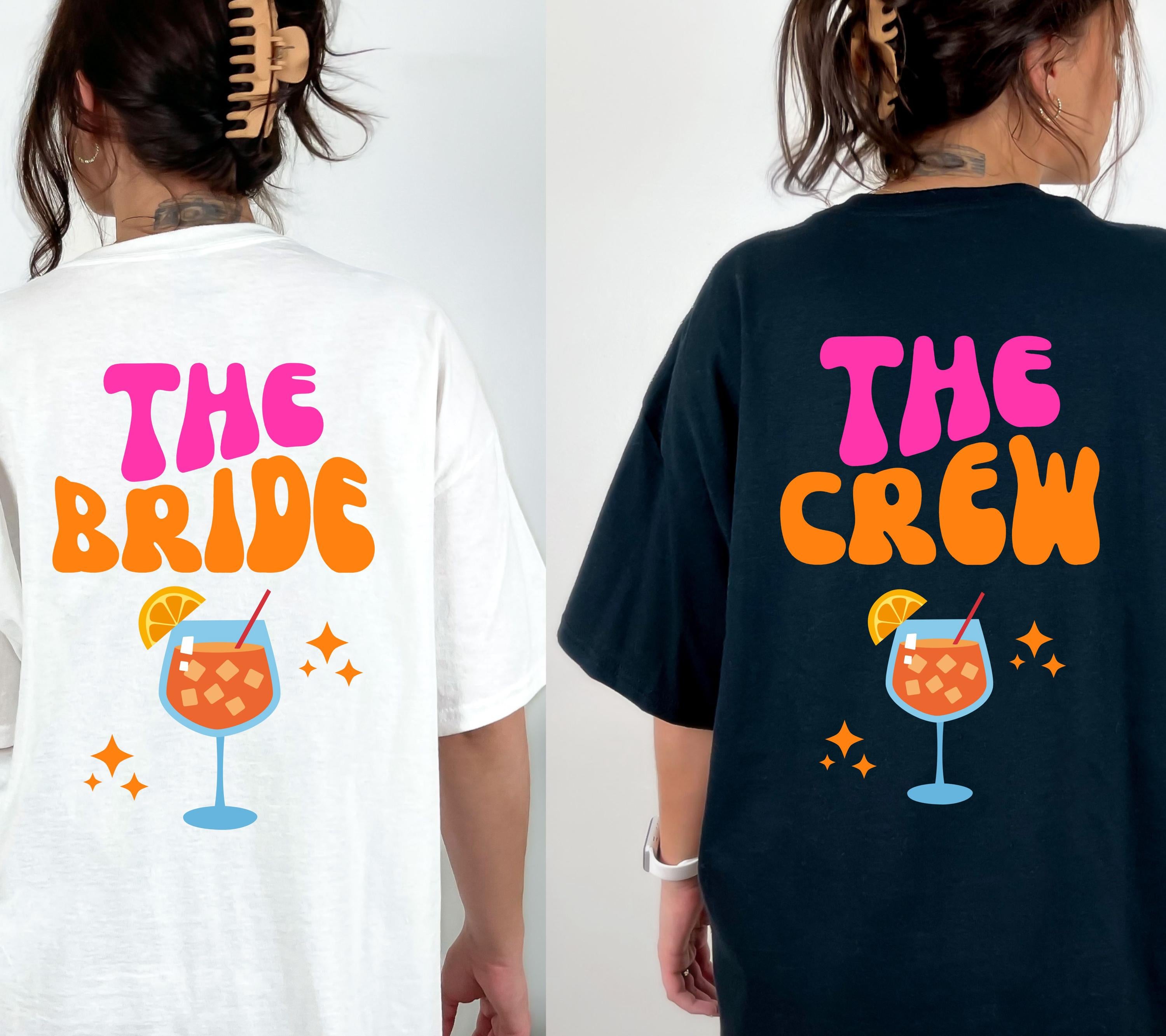 JGA T Shirt, Junggesellinnenabschied Shirts, JGA pink orange, Backprint, Team, Braut Shirt mit Name, JGA Frauen, Gruppen T Shirt, Hochzeit