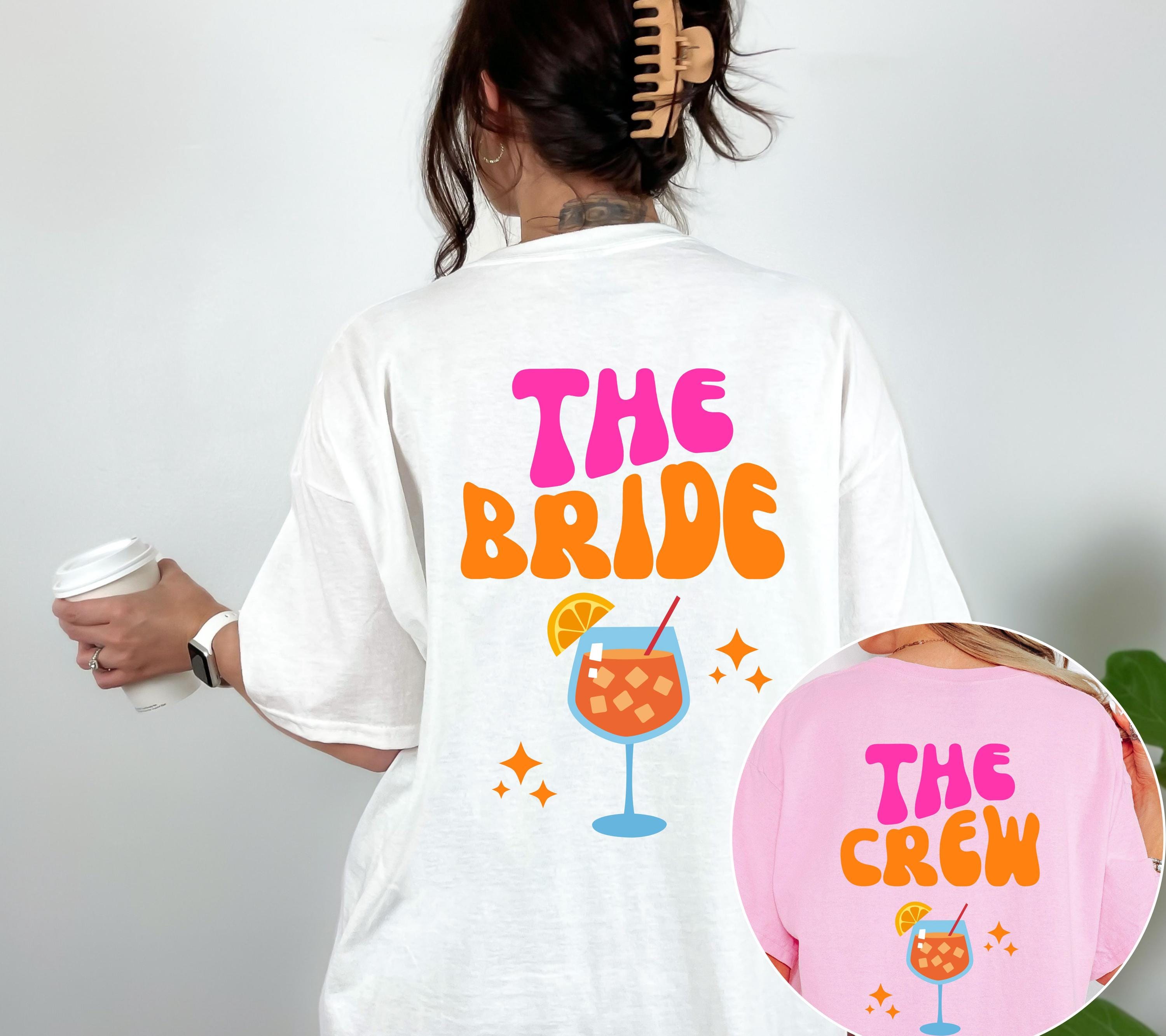 JGA T Shirt, Junggesellinnenabschied Shirts, JGA pink orange, Backprint, Team, Braut Shirt mit Name, JGA Frauen, Gruppen T Shirt, Hochzeit