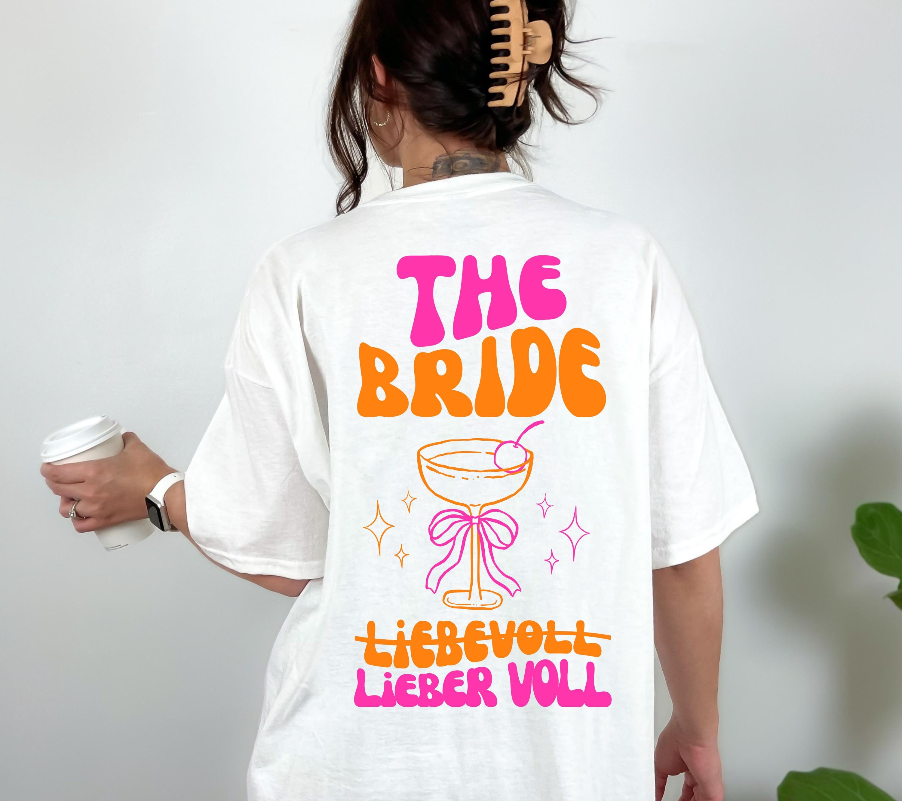 JGA T Shirt Backprint, Junggesellenenabschied Shirts, JGA pink orange, Bride, Team, Braut Shirt mit Name, JGA Frauen, Gruppen Shirt Hochzeit