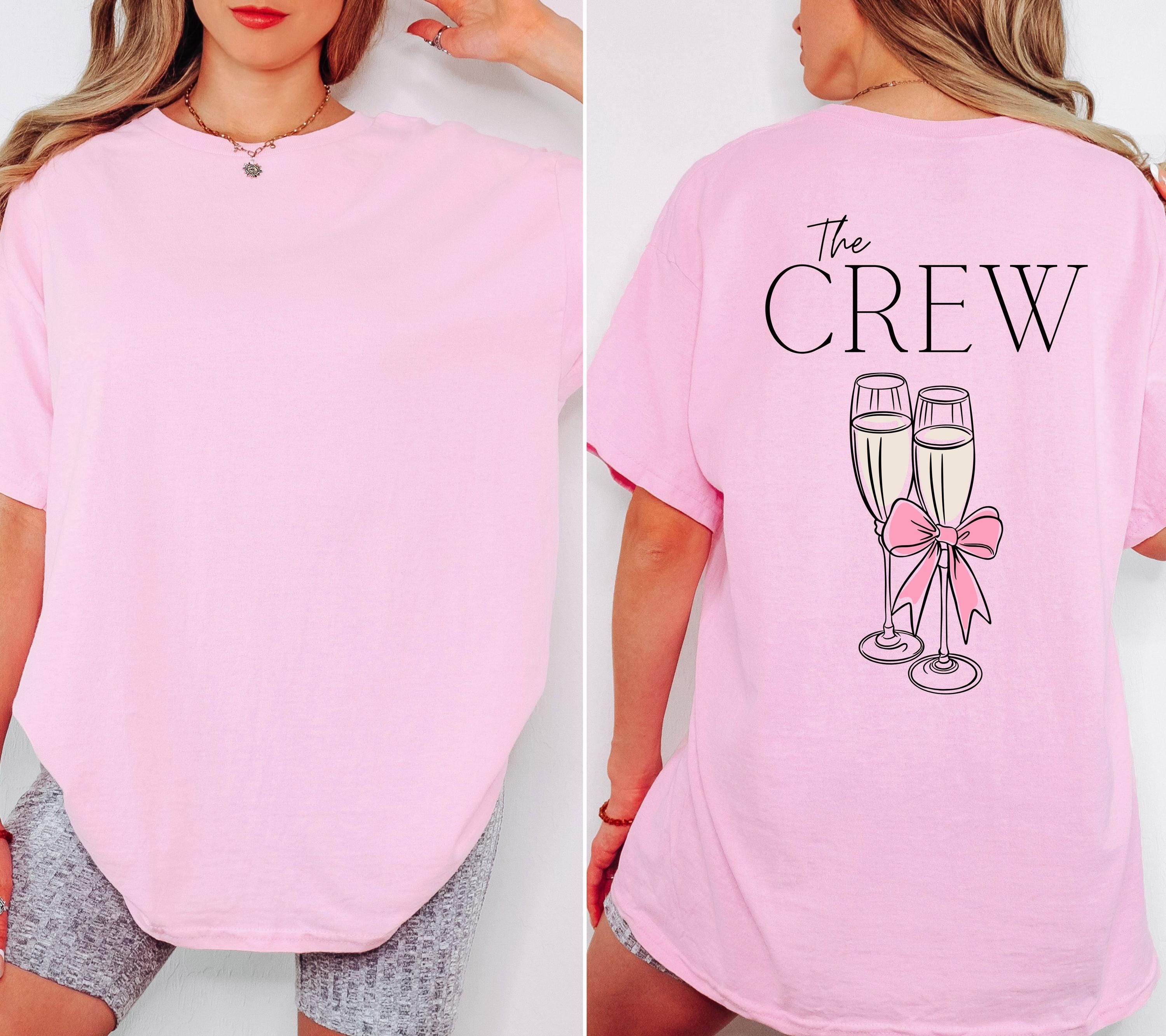 JGA Shirt, Sekt, Junggesellenabschied Shirts, Backprint, Team Bride, Braut Shirt , JGA Frauen, Gruppenshirt, Hochzeit, rosa Schleife Damen