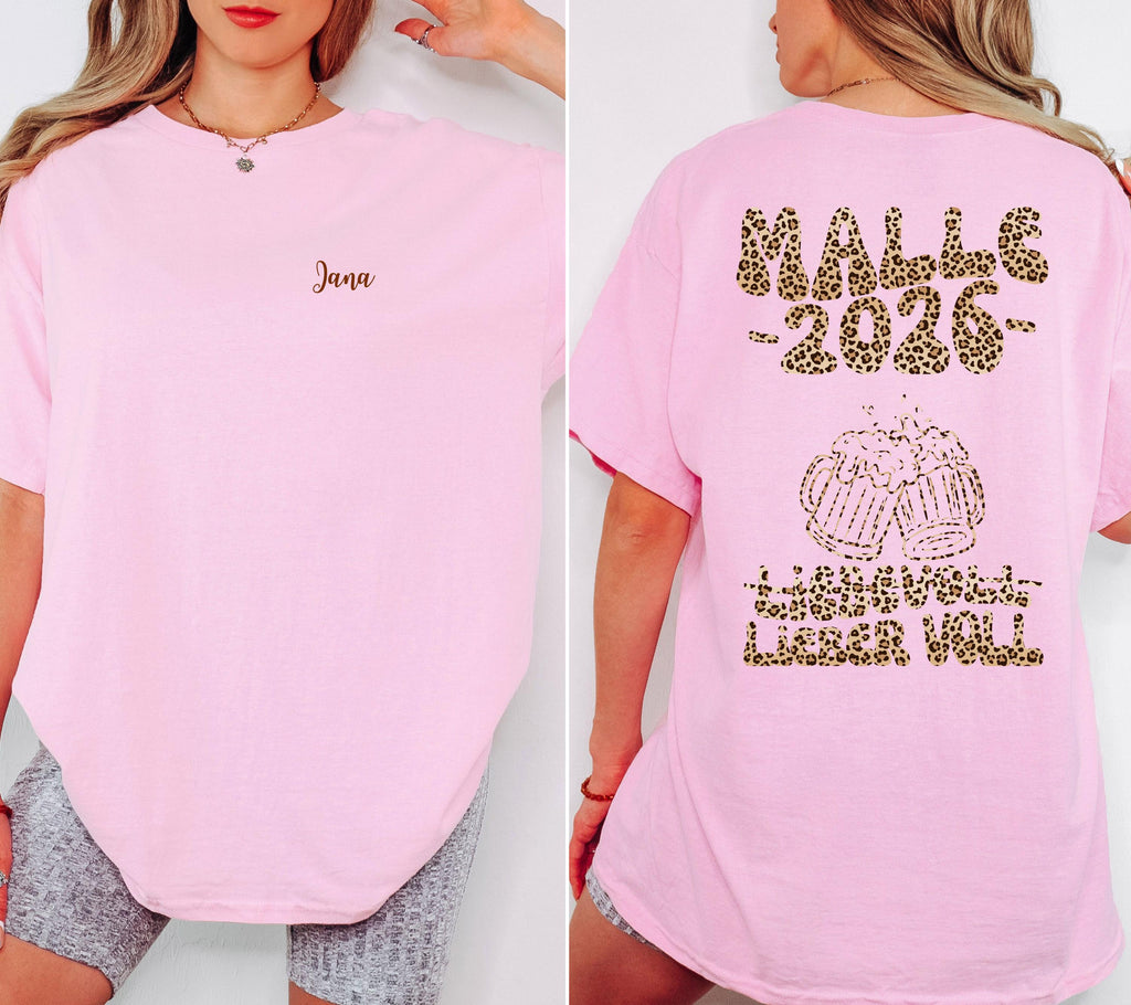 Malle Shirt Leo, Backprint, Malle 2026, liebevoll lieber voll, Malle T Shirt, personalisiert, Mallorca, Bier Shirt, Sauf T Shirt, Gruppe