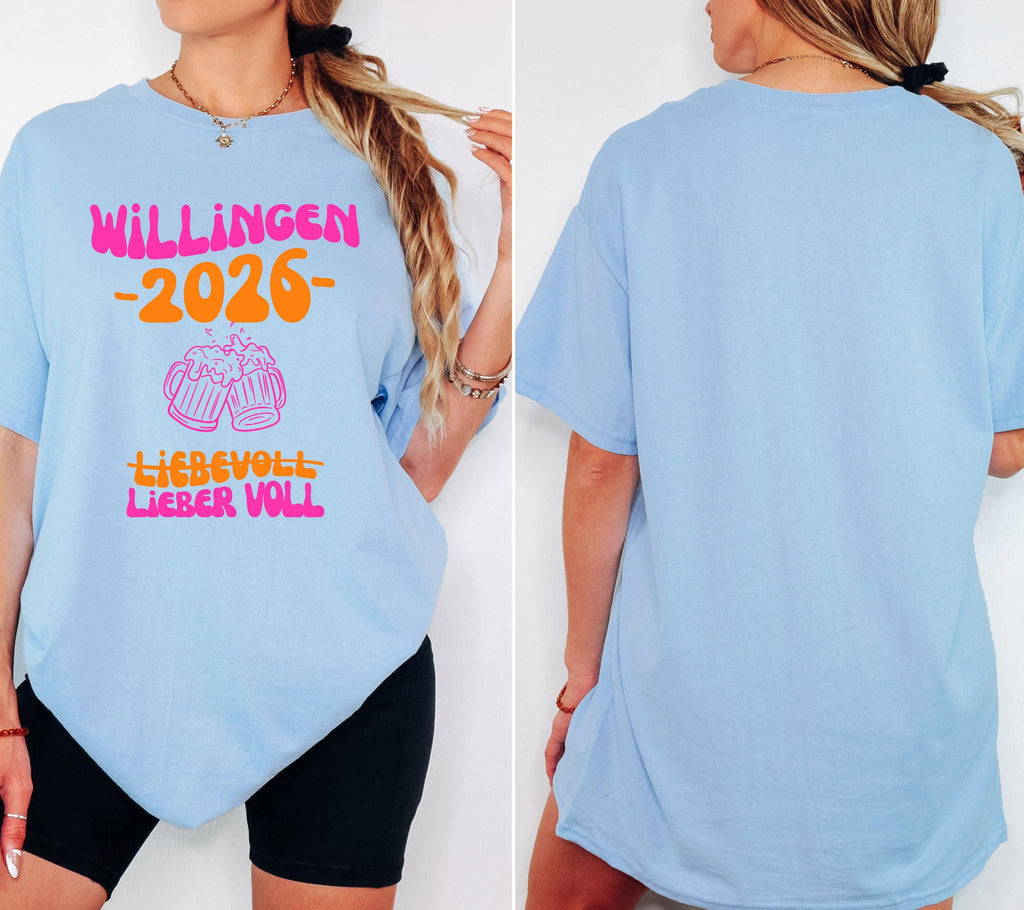 Willingen T Shirt pink orange, Willingen 2026, Mannschaftsfahrt Shirts, personalisiert, Bier Shirt, Sauf T Shirt, Gruppenshirt, Gruppenreise