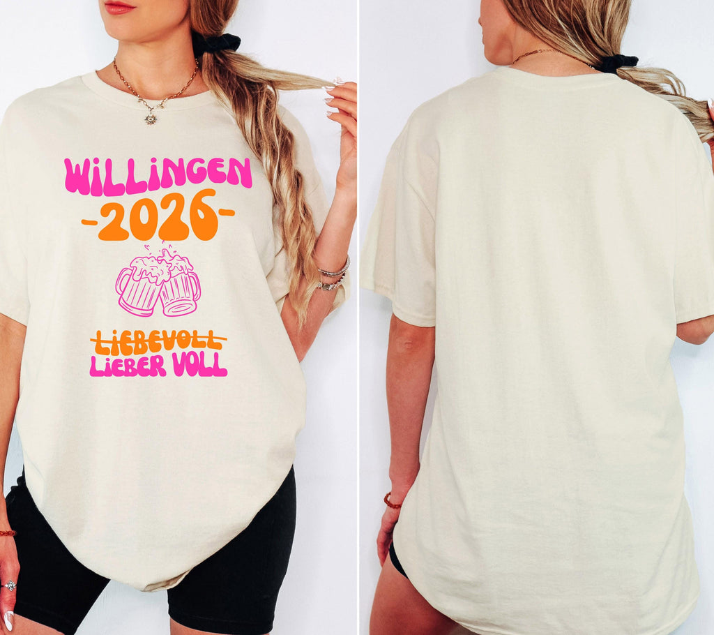 Willingen T Shirt pink orange, Willingen 2026, Mannschaftsfahrt Shirts, personalisiert, Bier Shirt, Sauf T Shirt, Gruppenshirt, Gruppenreise
