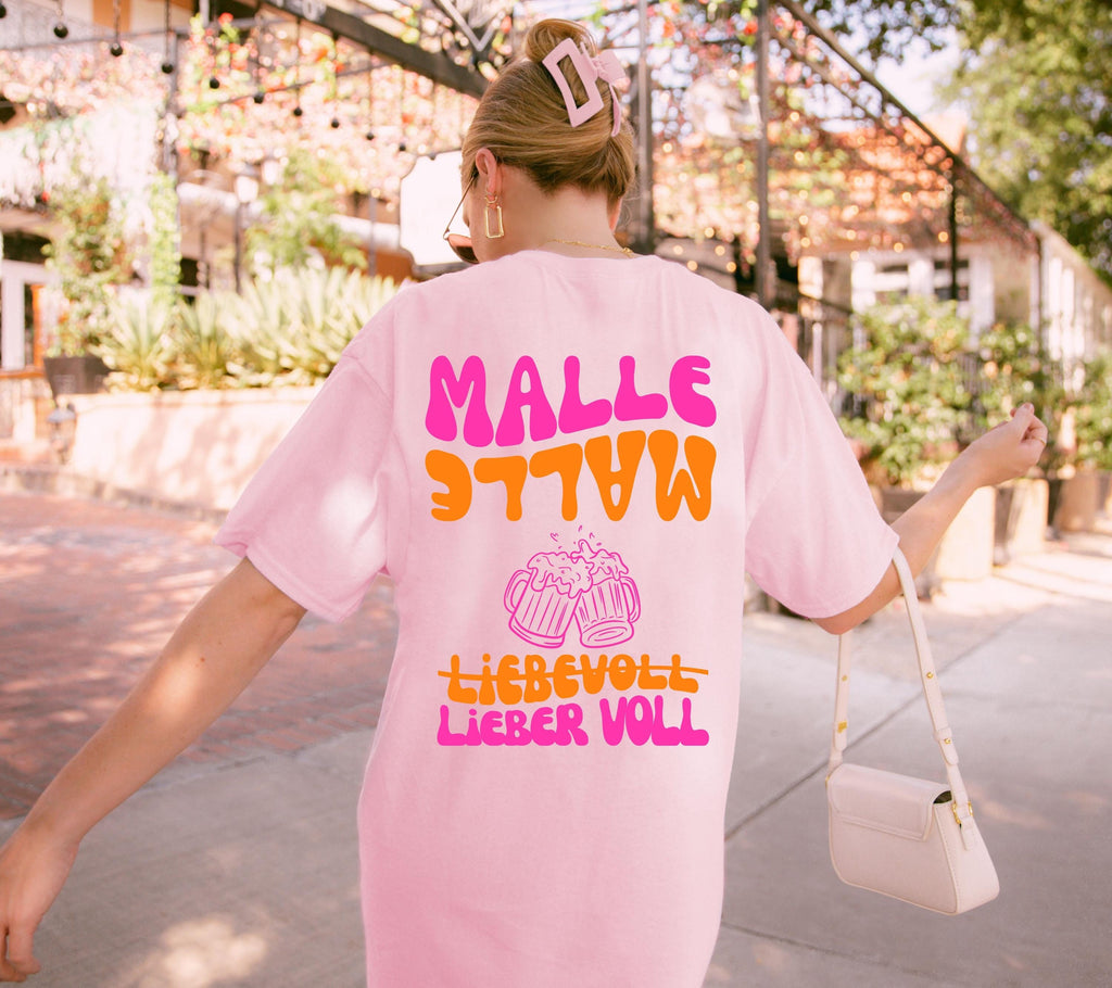 Malle Shirt, Backprint, liebevoll lieber voll T Shirt, personalisiert, Mallorca Shirts, Bier Shirt, Sauf T Shirt, Gruppenshirt, Mädelsurlaub