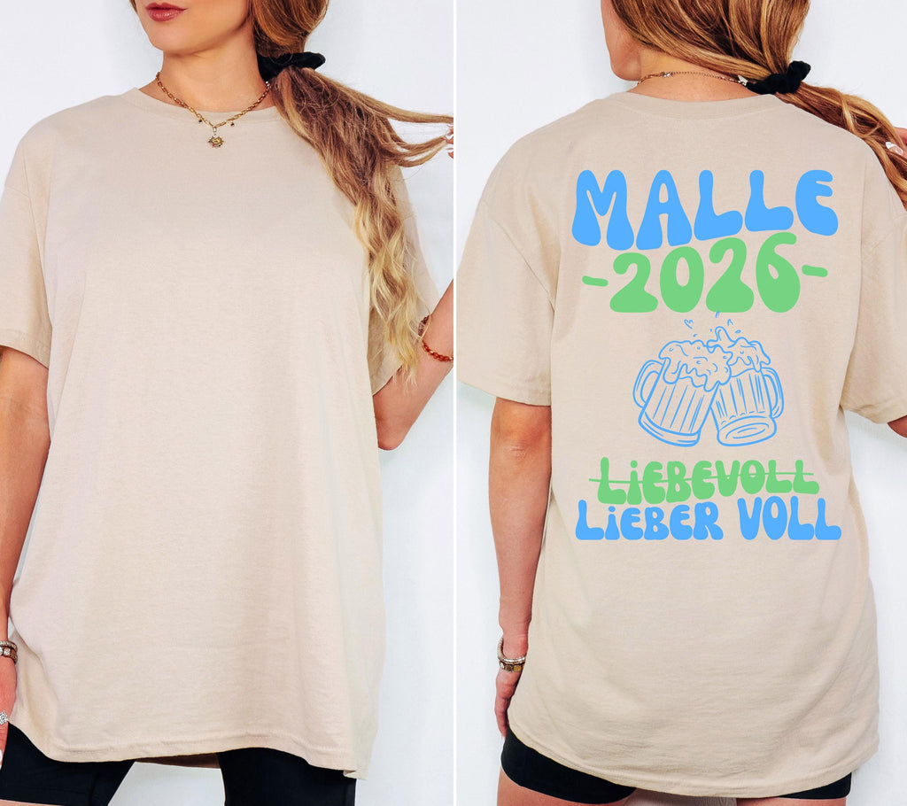 Malle Shirt Unisex, Backprint, Malle 2026, Malle Shirts, Mallorca Shirts, Bier Shirt, Sauf T Shirt, Gruppenshirt, Herren, Frauen, Männer