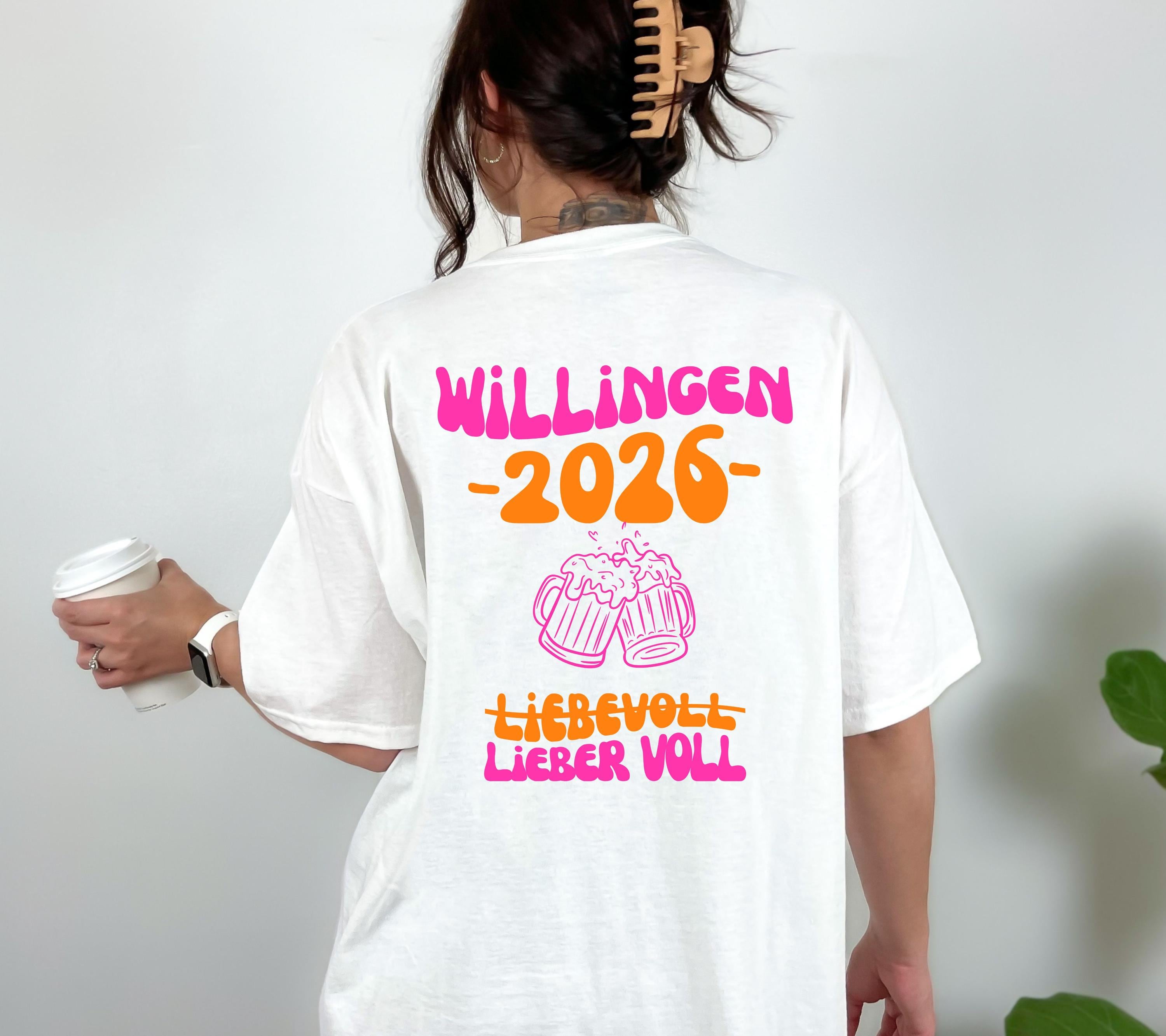 Willingen T Shirt pink orange, Willingen 2026, Mannschaftsfahrt Shirts, personalisiert, Bier Shirt, Sauf T Shirt, Gruppenshirt, Gruppenreise