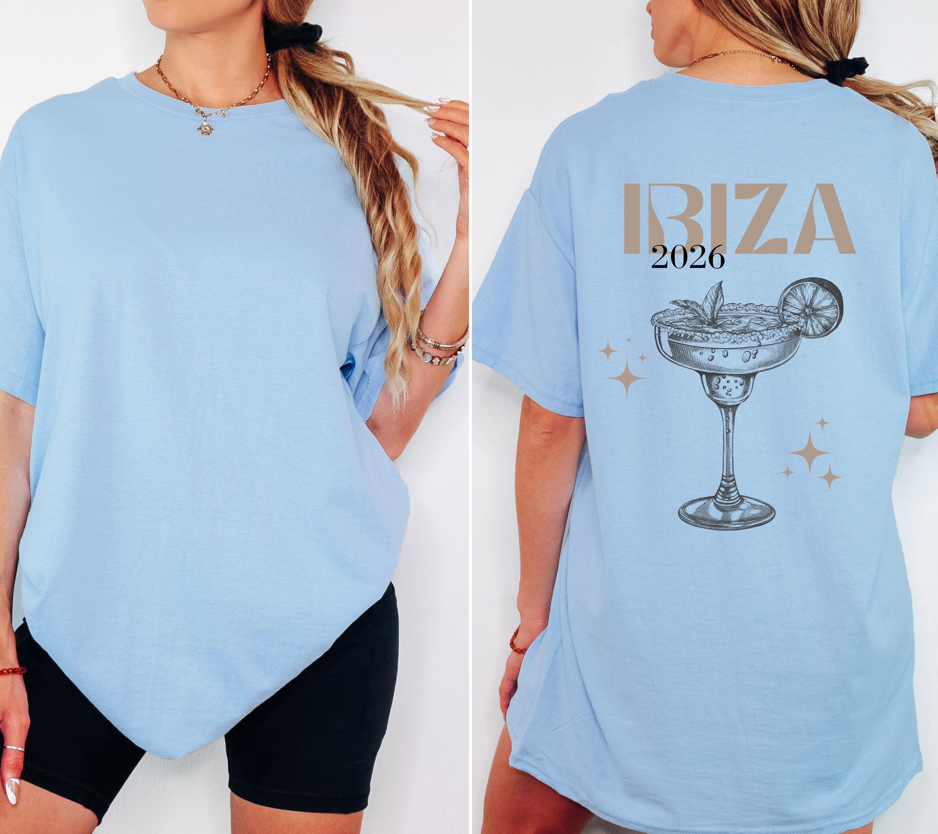 Ibiza Shirt, Boho, Beige, Backprint, Ibiza 2026, Ibiza T Shirts, Mädelstrip Shirts, Gruppenshirt Mädels, Frauen, Cocktail, Sekt, Urlaub