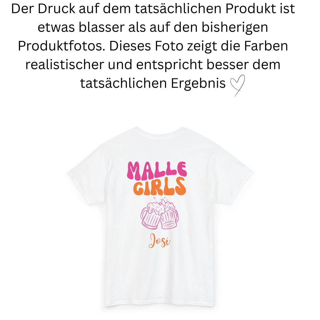 Malle Shirt Damen, Backprint, Malle 2026, Malle Shirts, Malle Girls, personalisiert mit Namen, Mallorca Shirts, Bier Shirt, Gruppenshirt