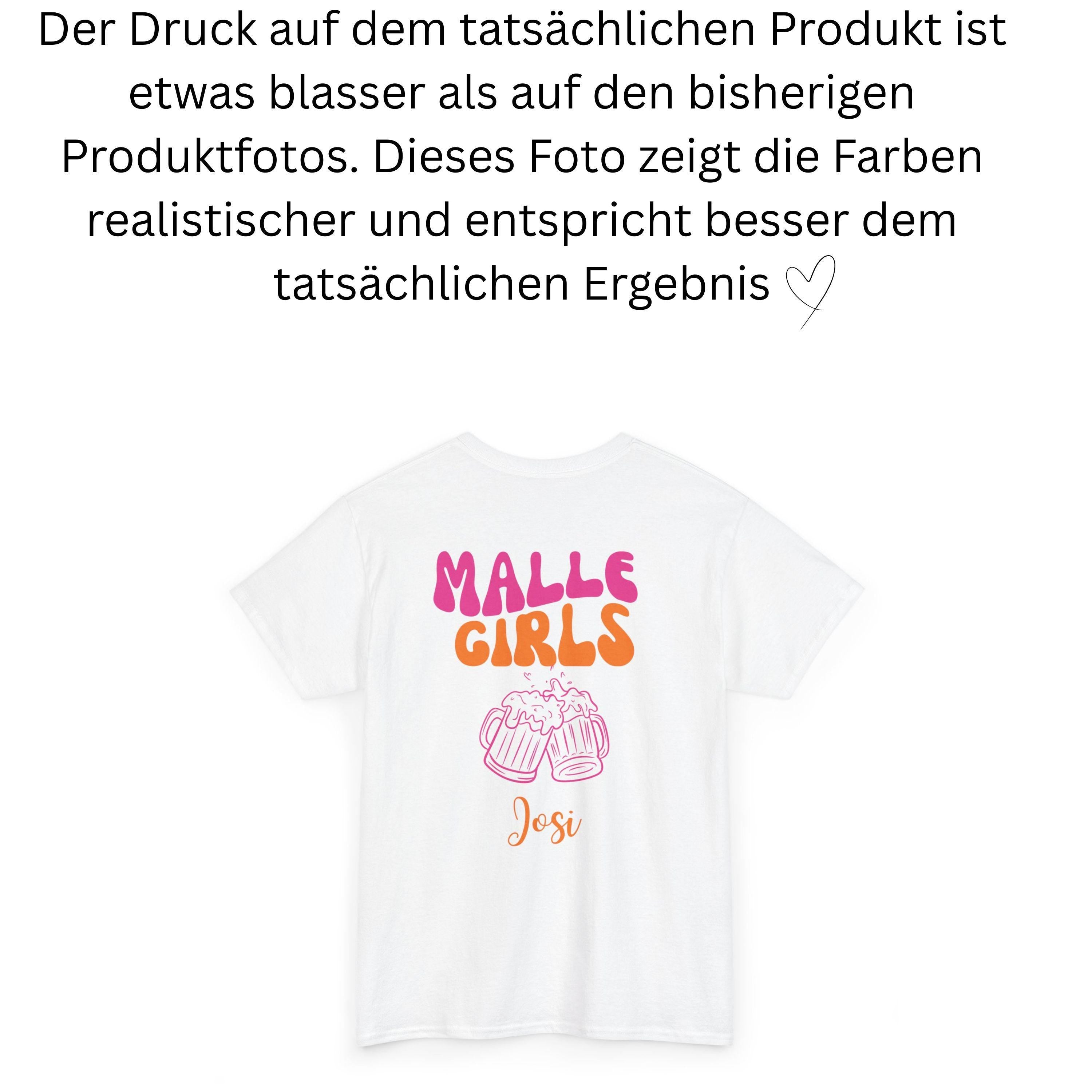 Malle Shirt Damen, Backprint, Malle 2026, Malle Shirts, Malle Girls, personalisiert mit Namen, Mallorca Shirts, Bier Shirt, Gruppenshirt