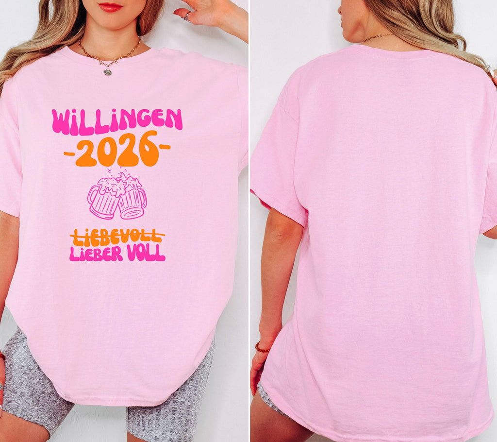 Willingen T Shirt pink orange, Willingen 2026, Mannschaftsfahrt Shirts, personalisiert, Bier Shirt, Sauf T Shirt, Gruppenshirt, Gruppenreise
