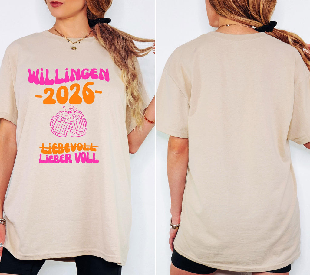 Willingen T Shirt pink orange, Willingen 2026, Mannschaftsfahrt Shirts, personalisiert, Bier Shirt, Sauf T Shirt, Gruppenshirt, Gruppenreise