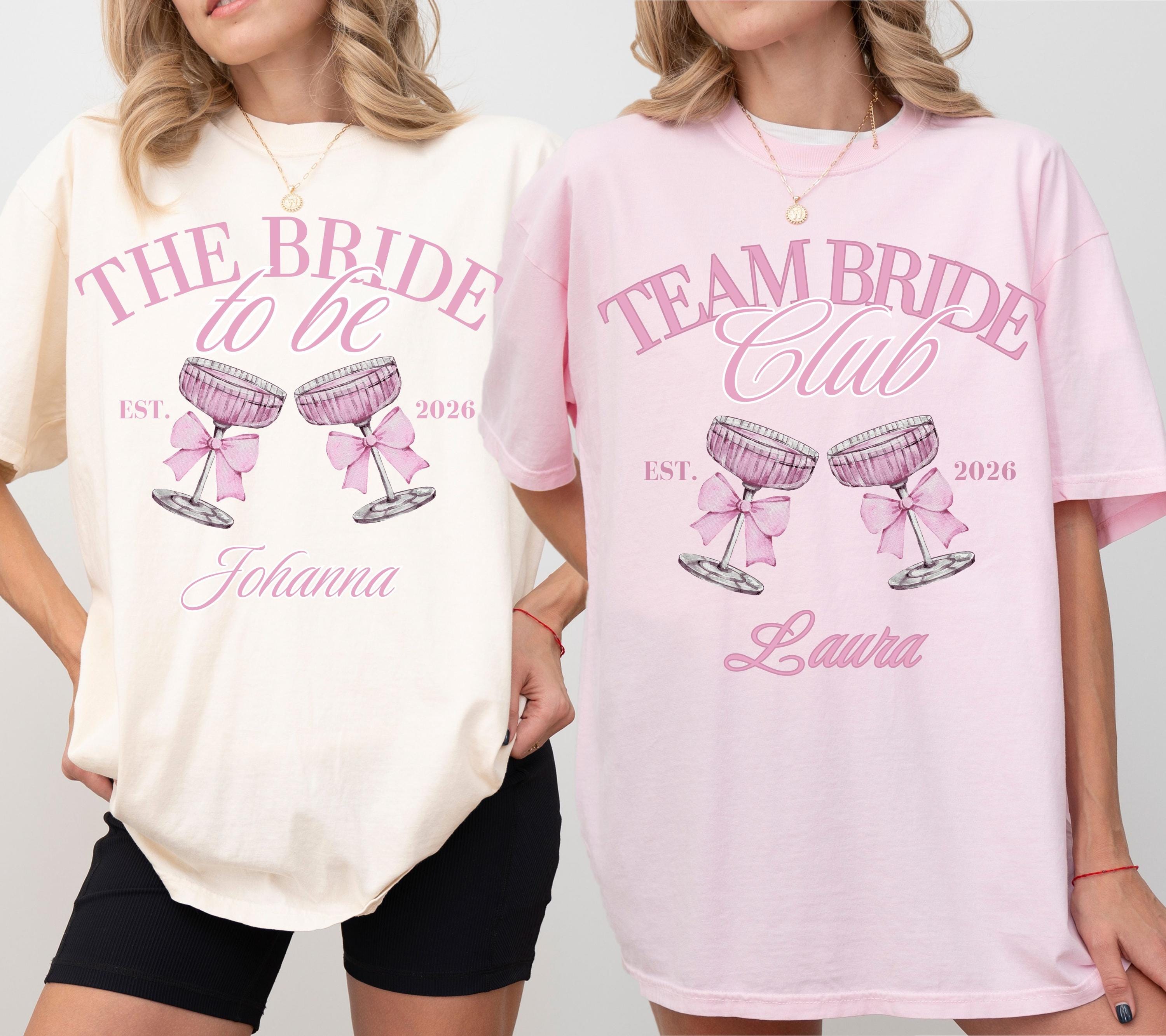 JGA Shirt, JGA Shirts Frauen, Braut Shirt, rosa Schleife, Junggesellenabschied, Bride, Hochzeit, Team Shirts, JGA Frauen, Gruppen T Shirt