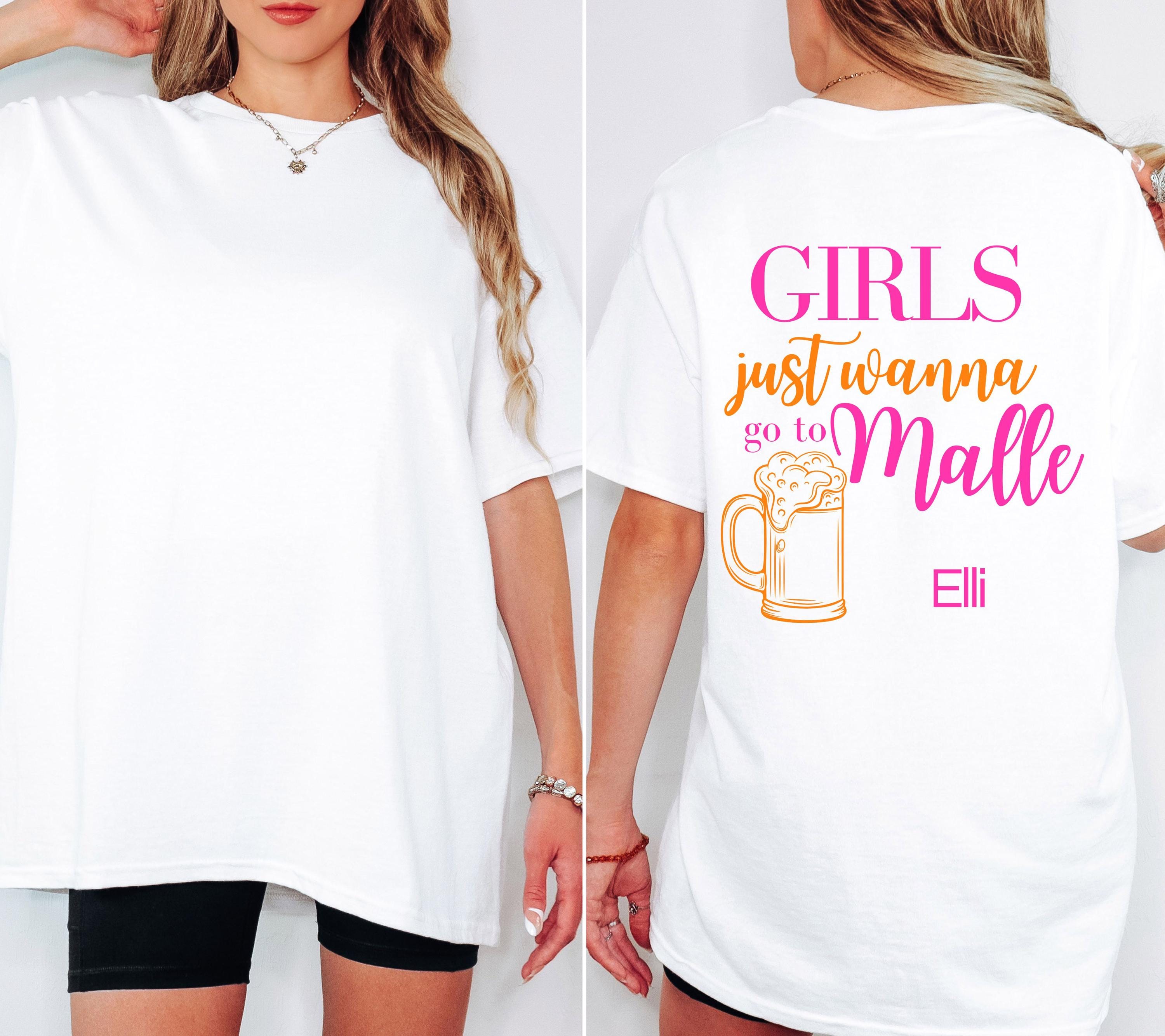 Malle Shirt, Backprint, Girls, Malle Shirts, Bier Shirt, Mallorca Shirts, pink orange, Sauf T Shirt, Gruppenshirt, Team Shirt, Party, Urlaub