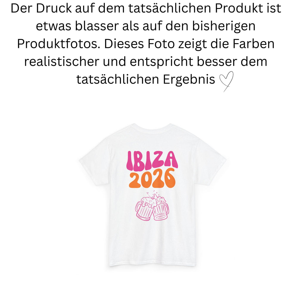 Ibiza Shirt Unisex, Backprint, Ibiza 2026, Ibiza Shirts, Bier Shirt, Sauf T Shirt, Gruppenshirt, Herren, Frauen, Männer, orange pink blau