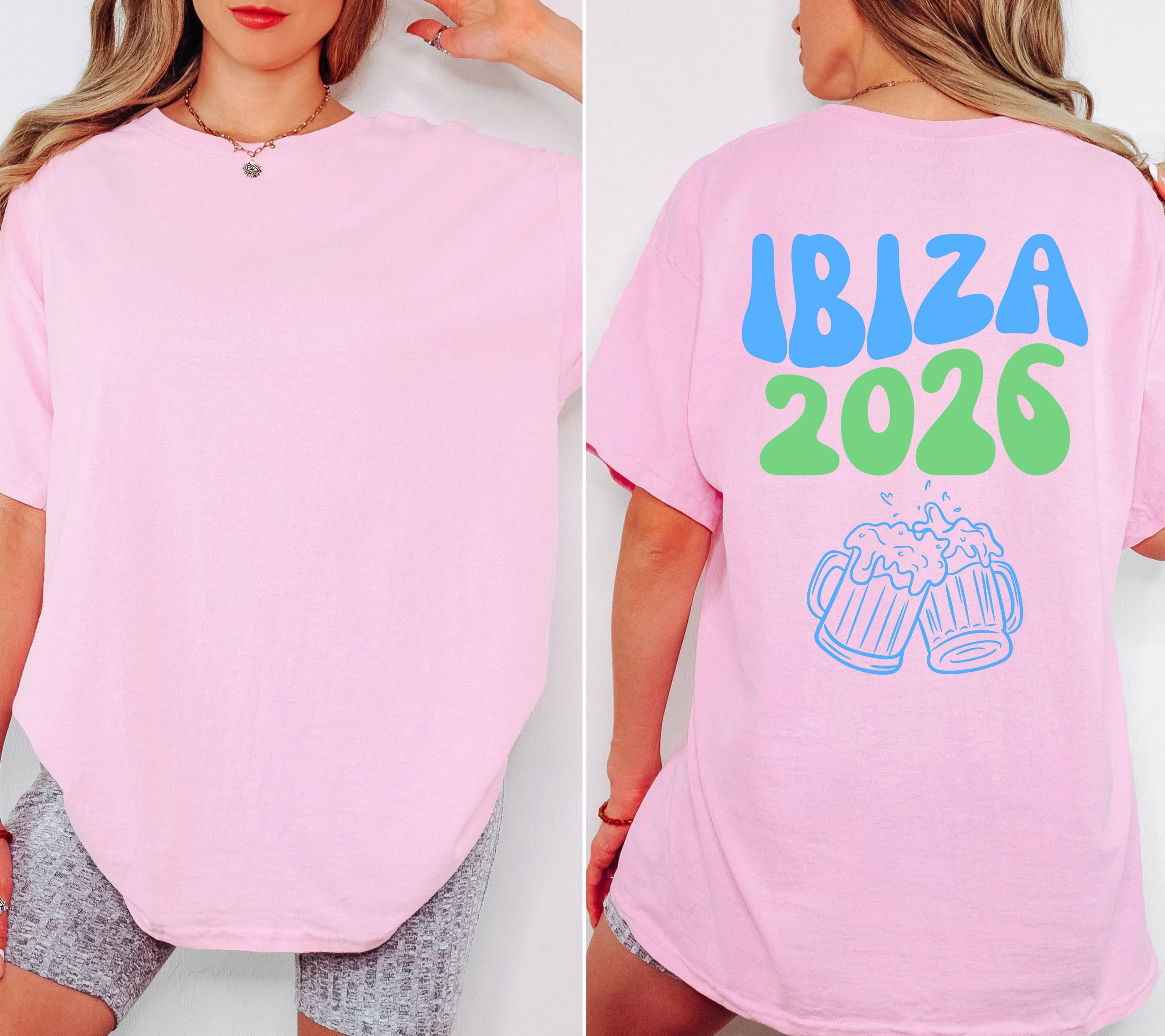 Ibiza Shirt Unisex, Backprint, Ibiza 2026, Ibiza Shirts, Bier Shirt, Sauf T Shirt, Gruppenshirt, Herren, Frauen, Männer, orange pink blau