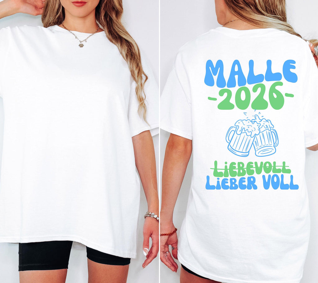 Malle Shirt Unisex, Backprint, Malle 2026, Malle Shirts, Mallorca Shirts, Bier Shirt, Sauf T Shirt, Gruppenshirt, Herren, Frauen, Männer
