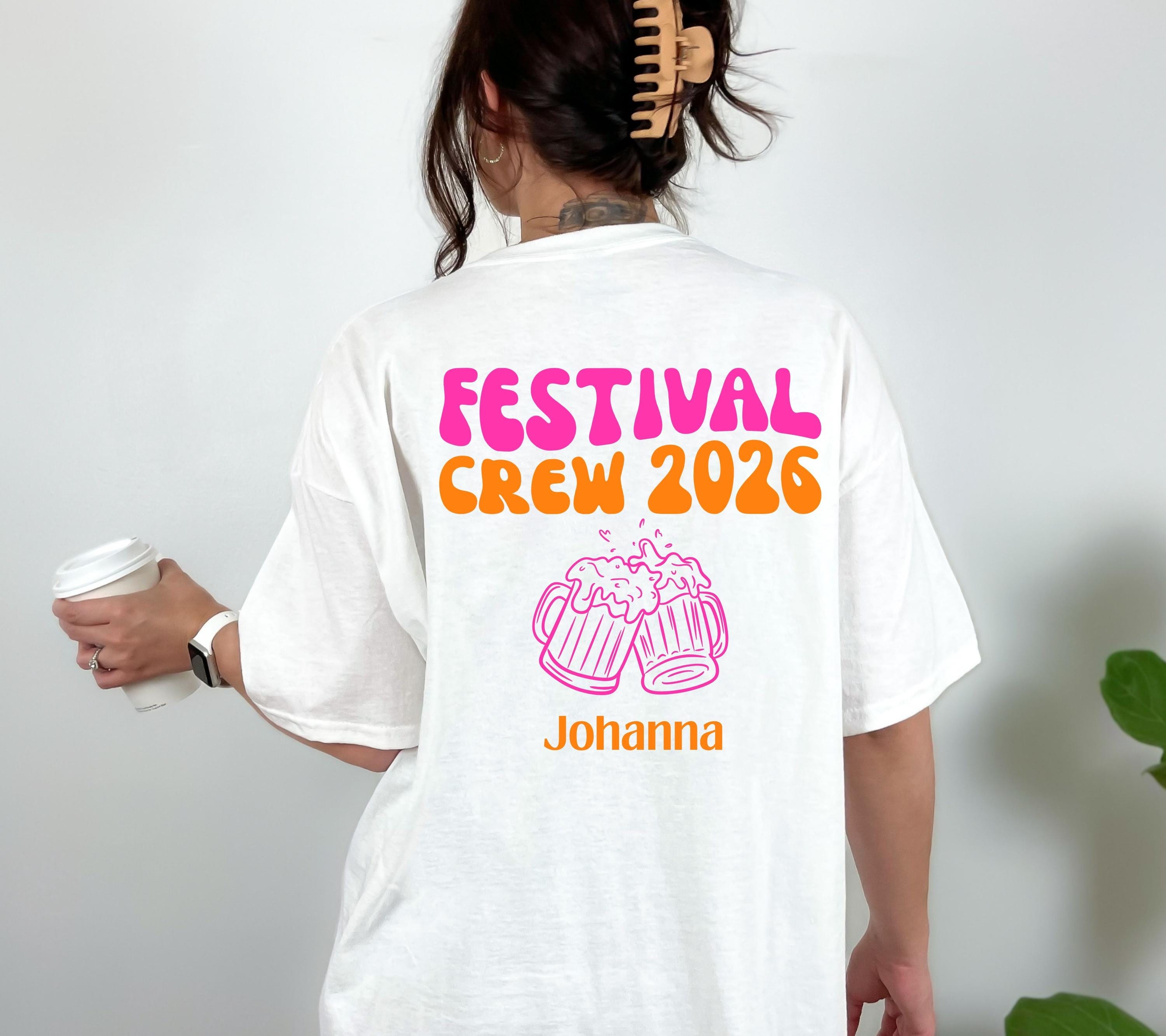 Festival Shirt - Festival Outfit Damen Herren – Lustiges Festival T Shirt Gruppe – Camping Shirt – Party Shirt Bier – Freunde - pink orange